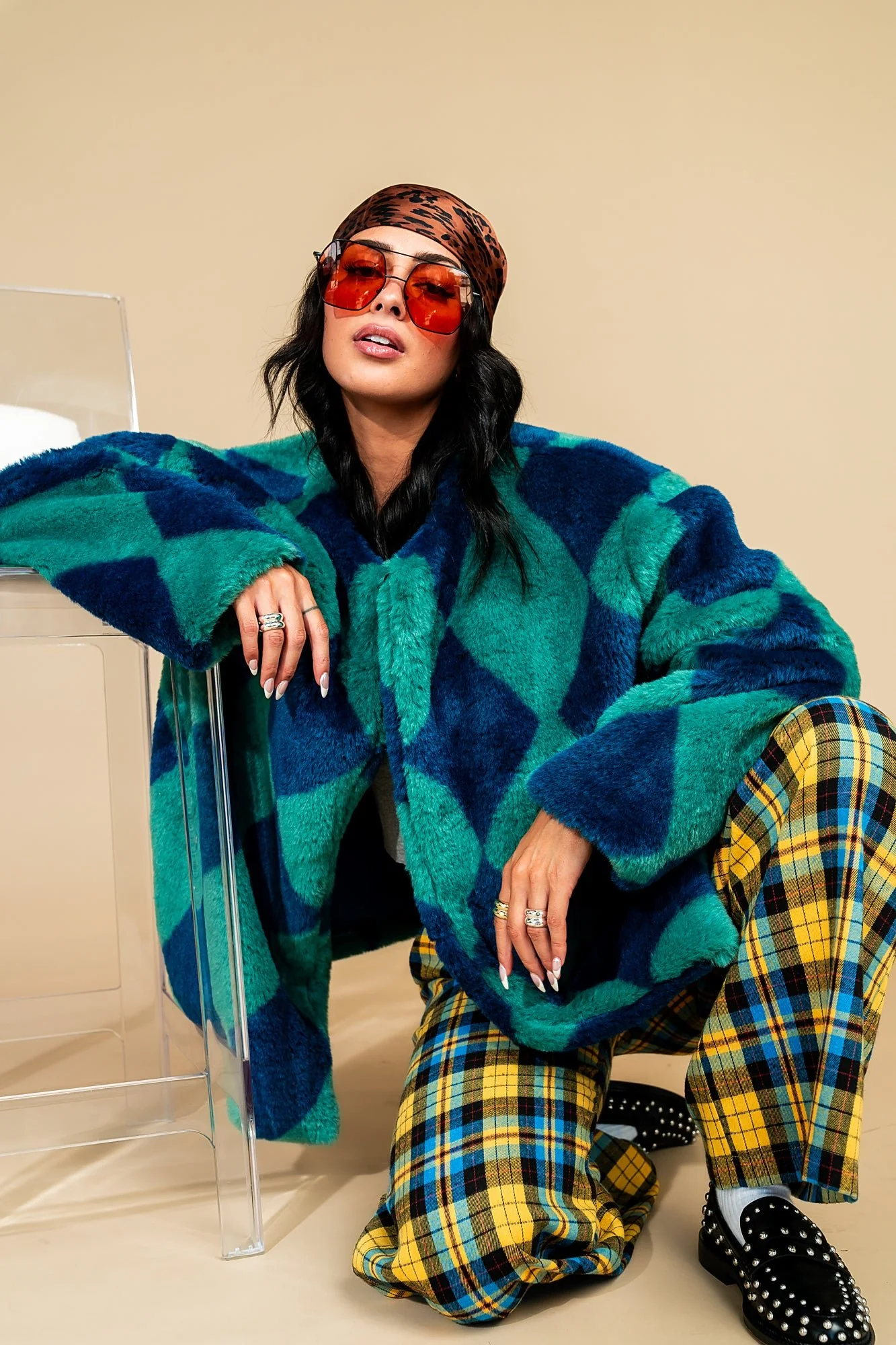 Blue Cosmos Faux Fur Coat - Image 10