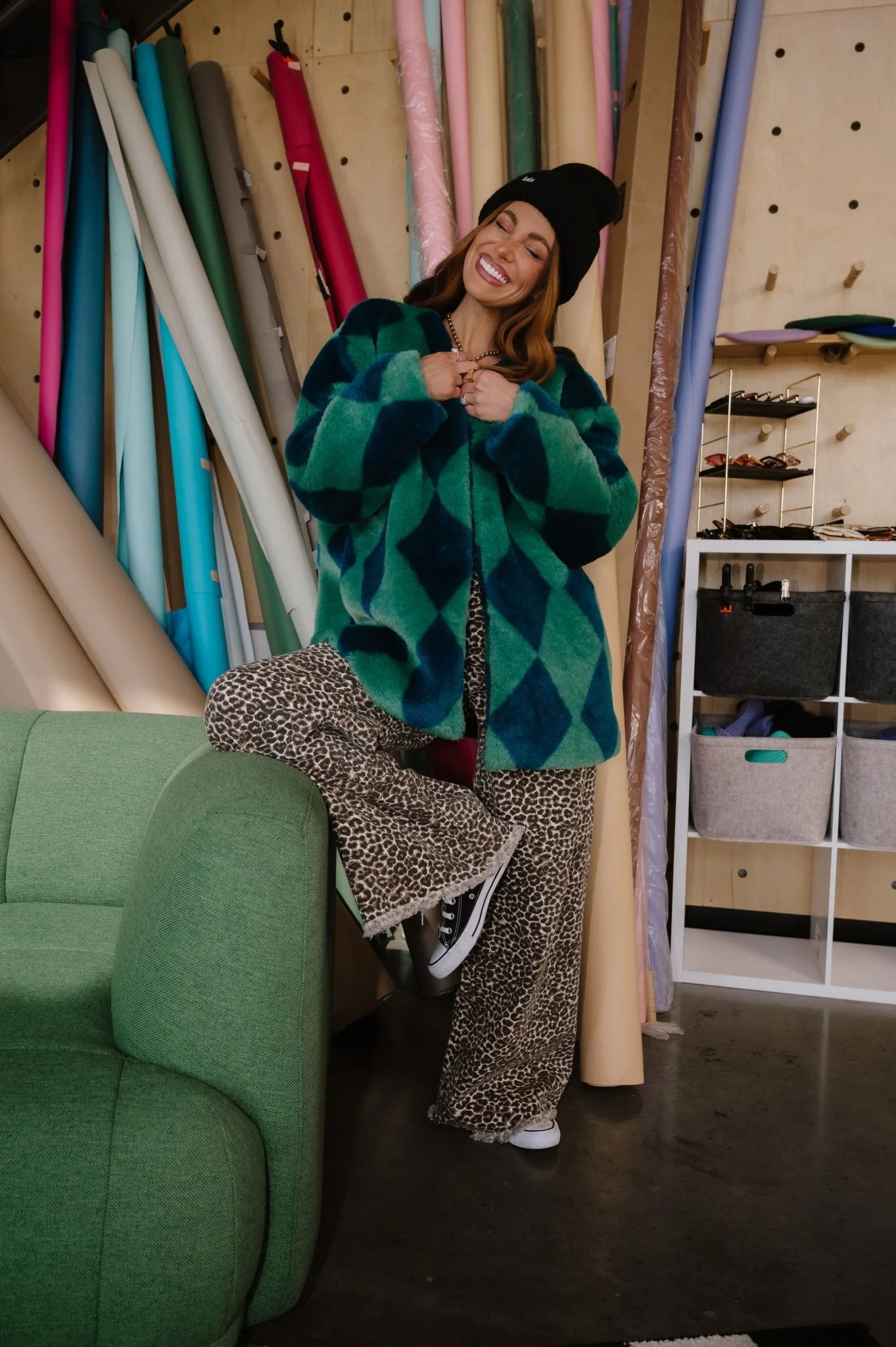Blue Cosmos Faux Fur Coat - Image 3