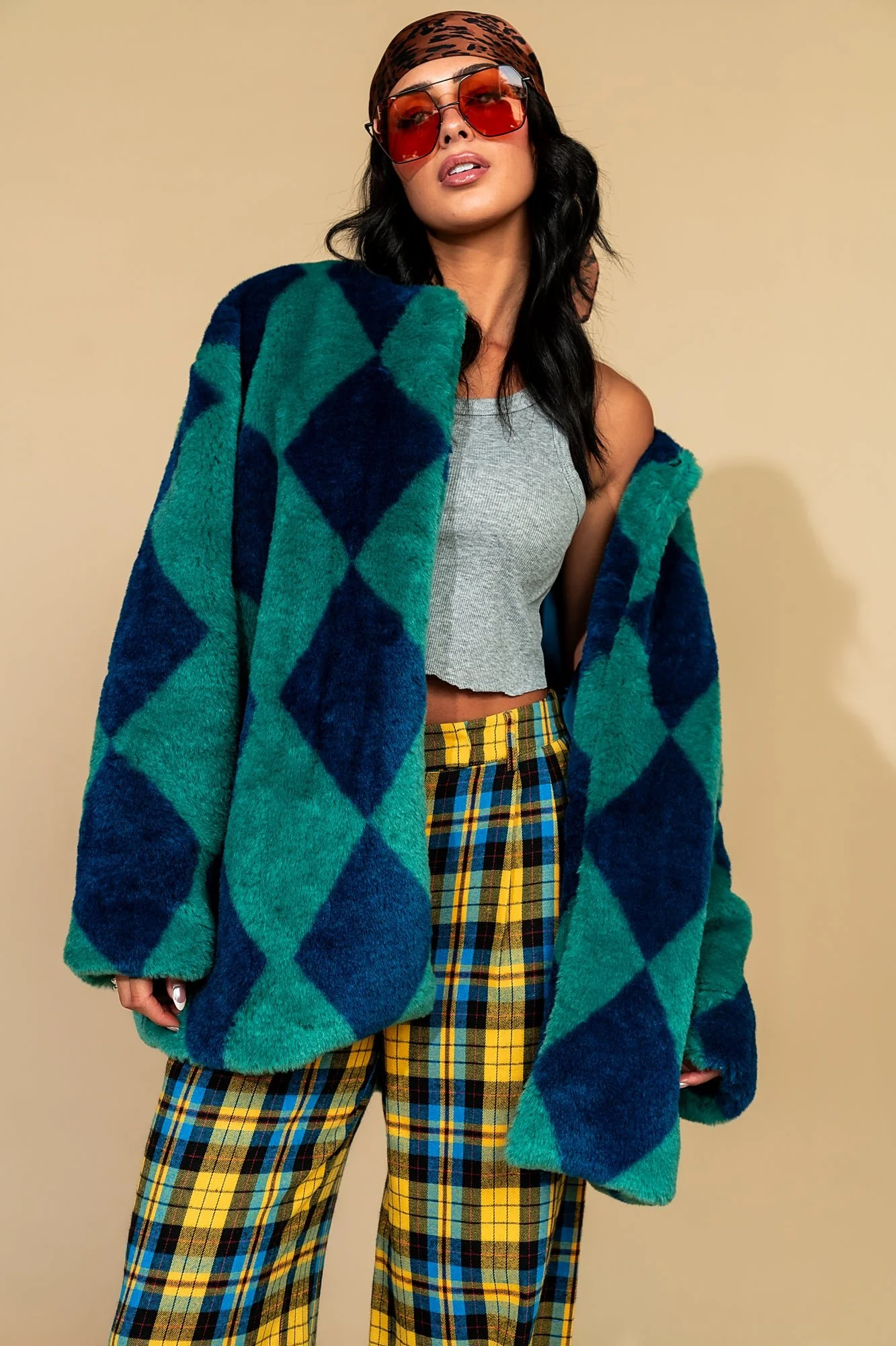Blue Cosmos Faux Fur Coat - Image 4