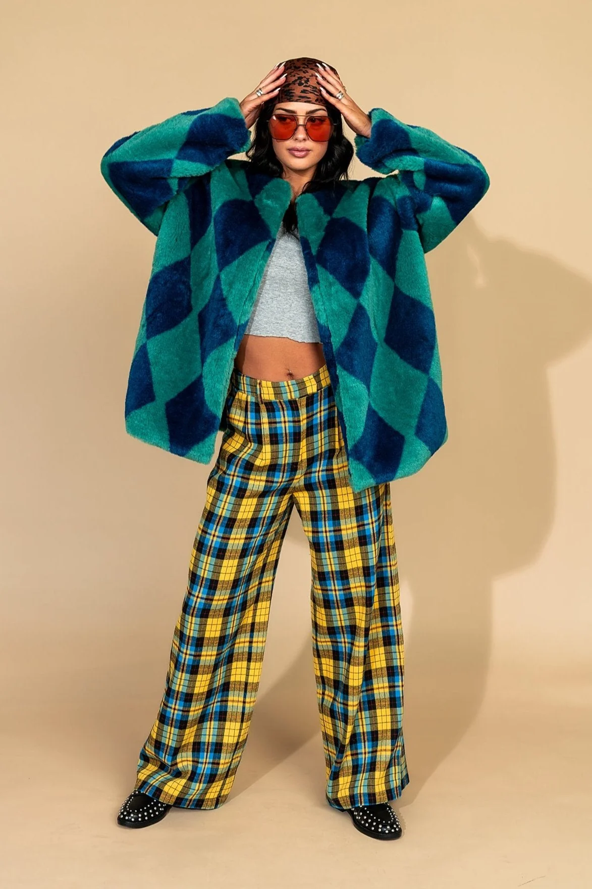 Blue Cosmos Faux Fur Coat - Image 5