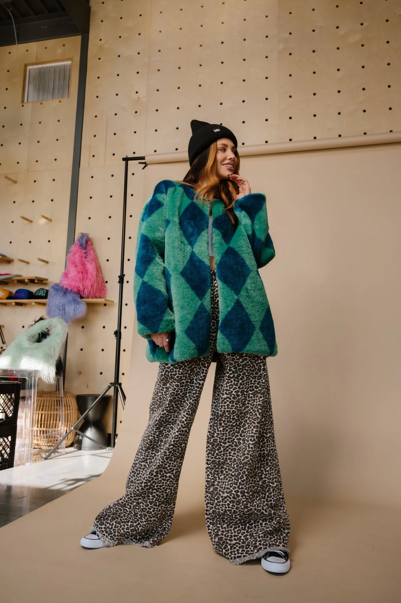 Blue Cosmos Faux Fur Coat - Image 6