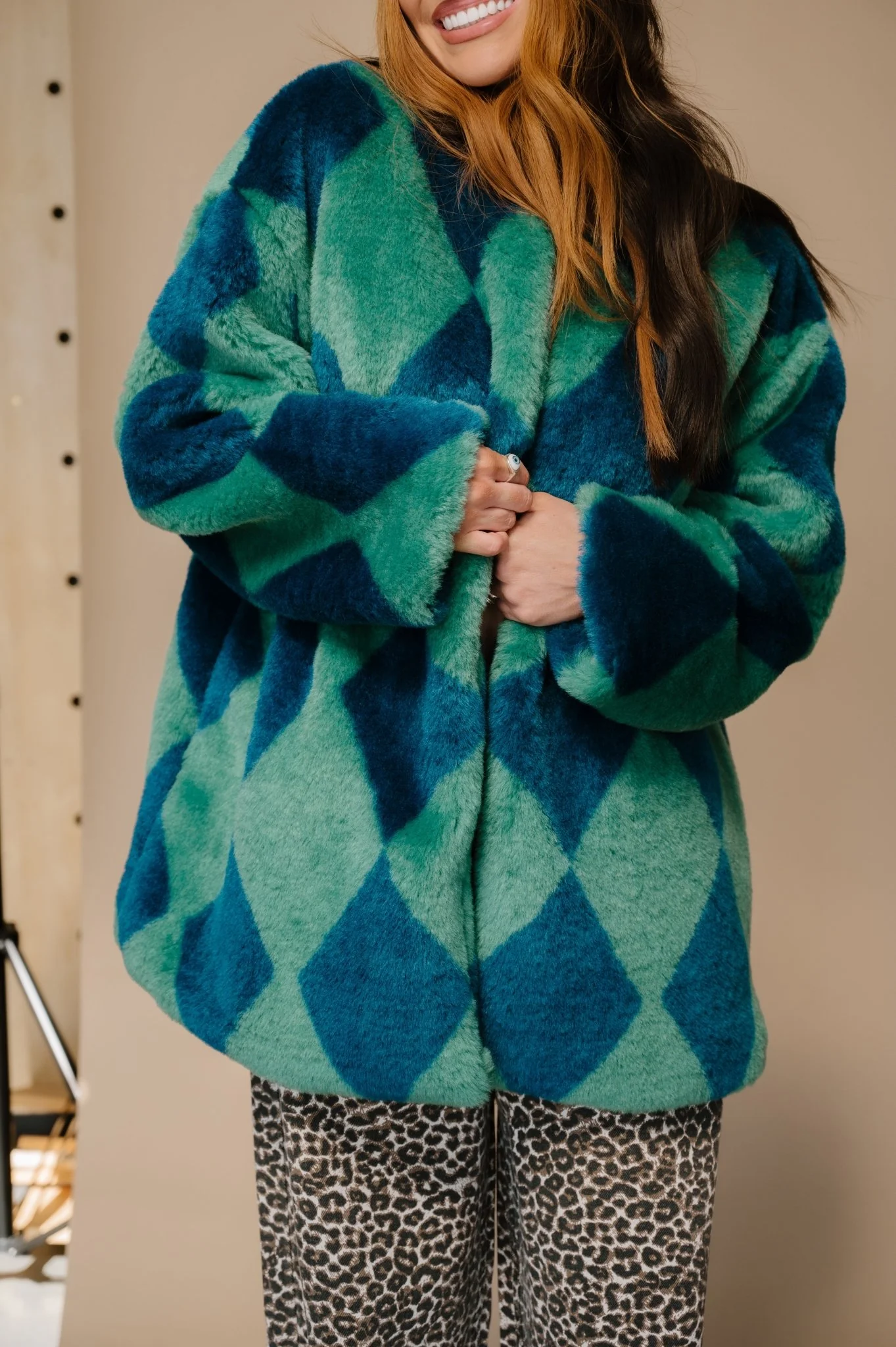 Blue Cosmos Faux Fur Coat - Image 8