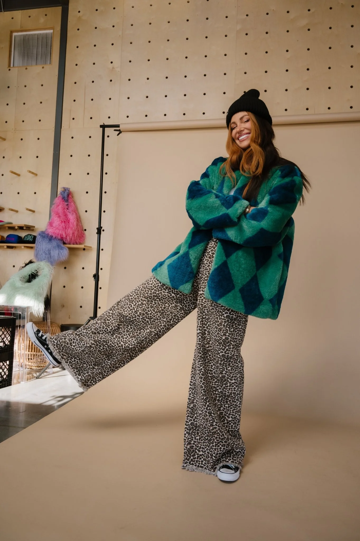 Blue Cosmos Faux Fur Coat - Image 9
