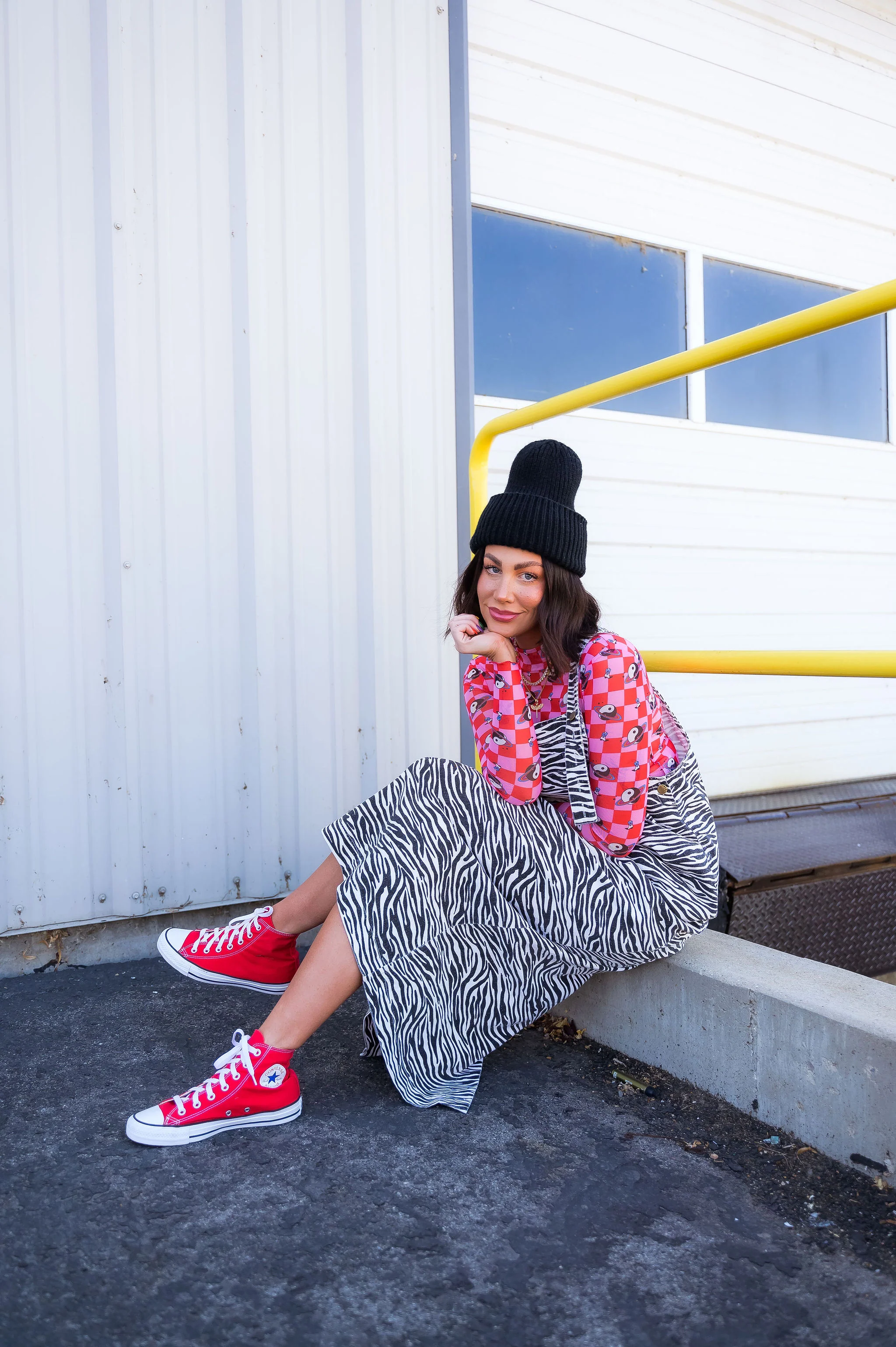 Can't Tame Me Denim Overall Dress in Zebra Stripes - Image 13