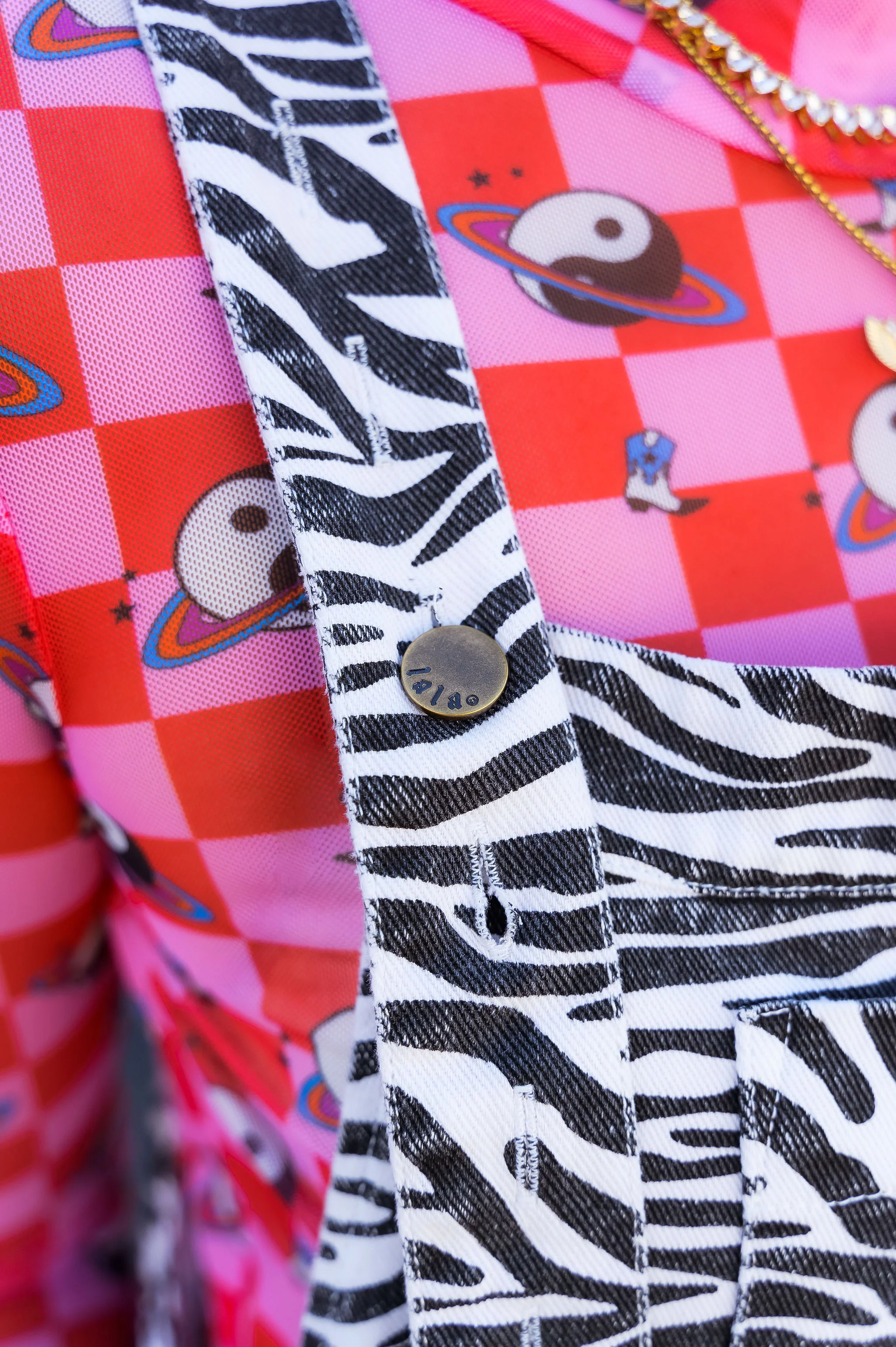 Can't Tame Me Denim Overall Dress in Zebra Stripes - Image 6