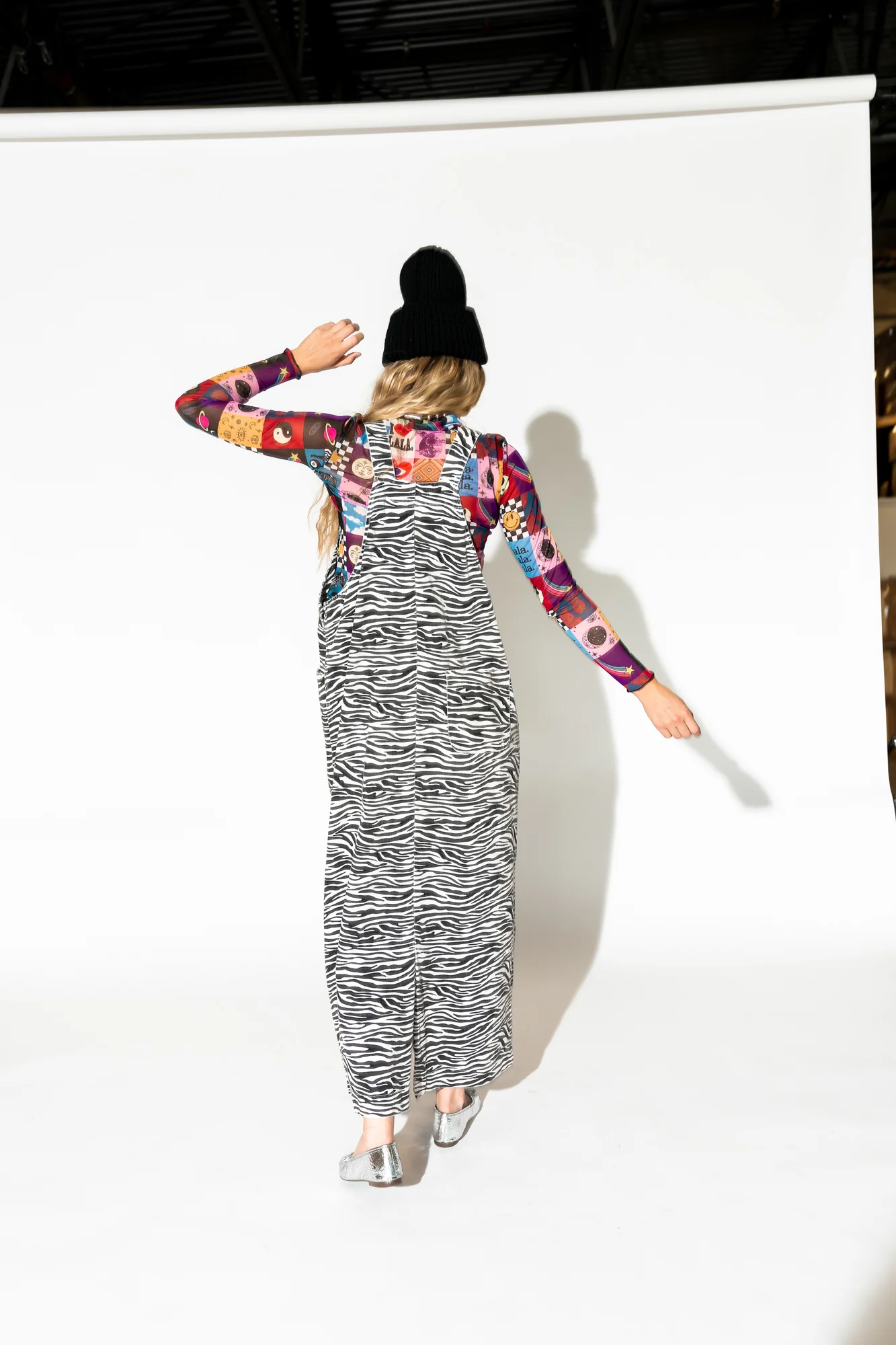Can't Tame Me Denim Overall Dress in Zebra Stripes - Image 8
