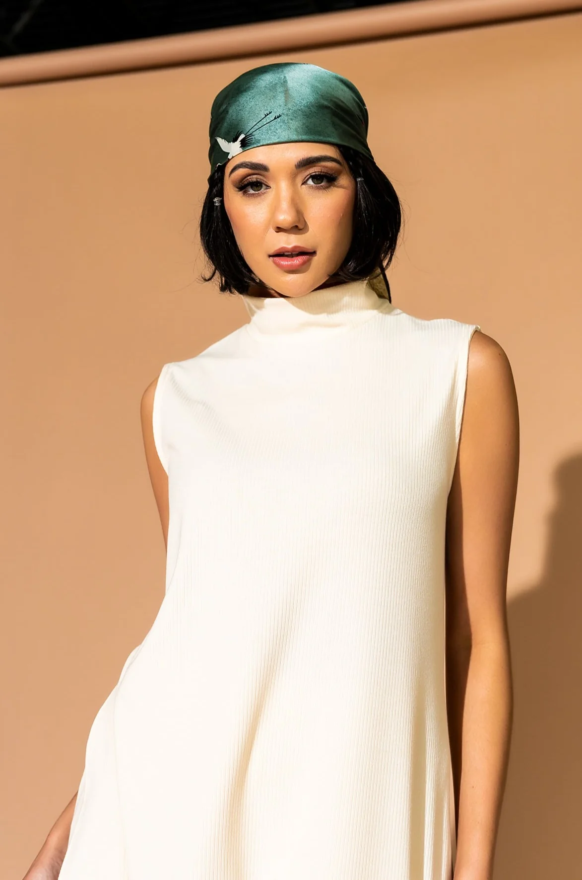 Gigi Sleeveless Ribbed Playsuit in Sand - Image 13