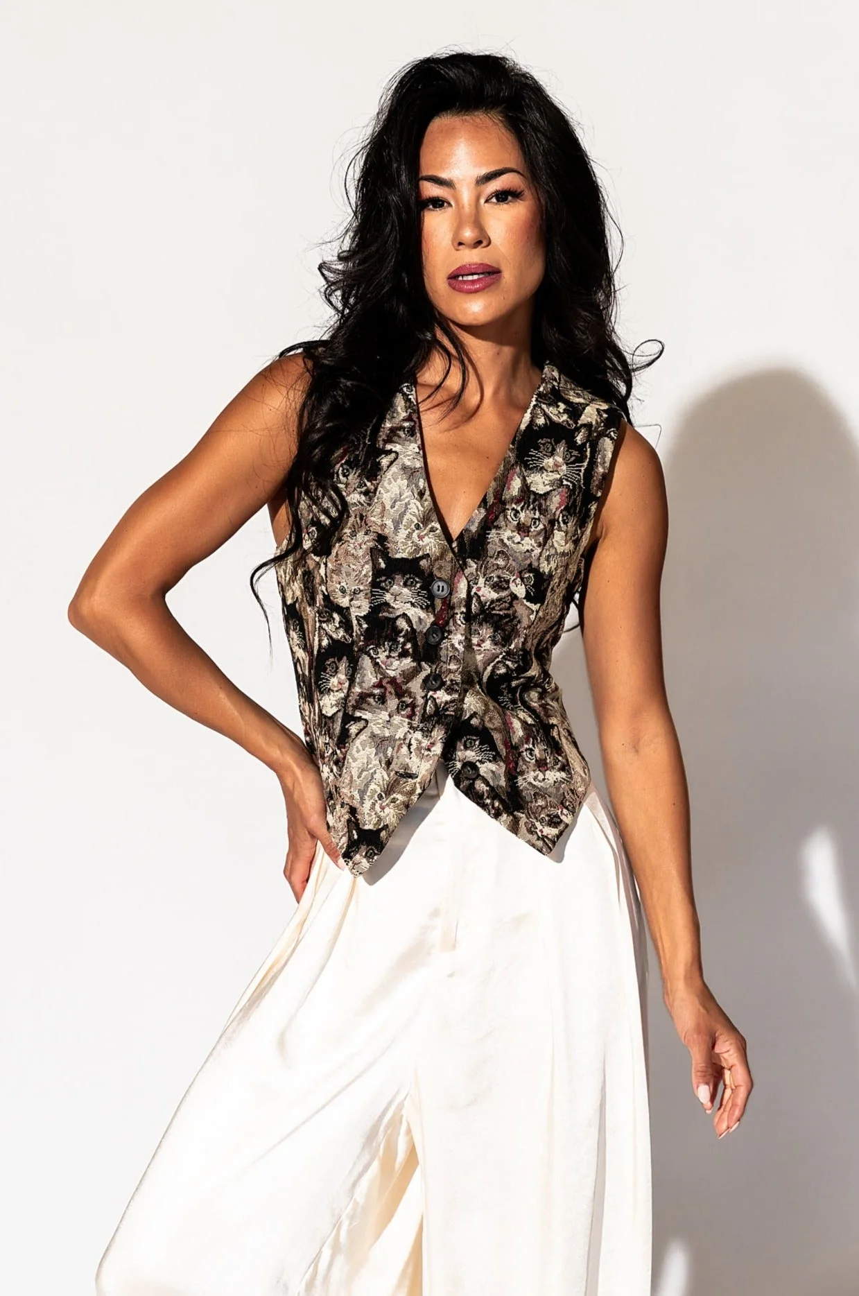 Crazy Cat Lady Jacquard Waistcoat Vest - Image 10