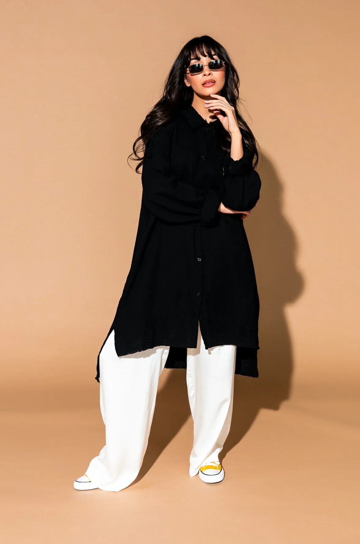 Lala Made Me Do It Oversized Button Up in Black - Image 12
