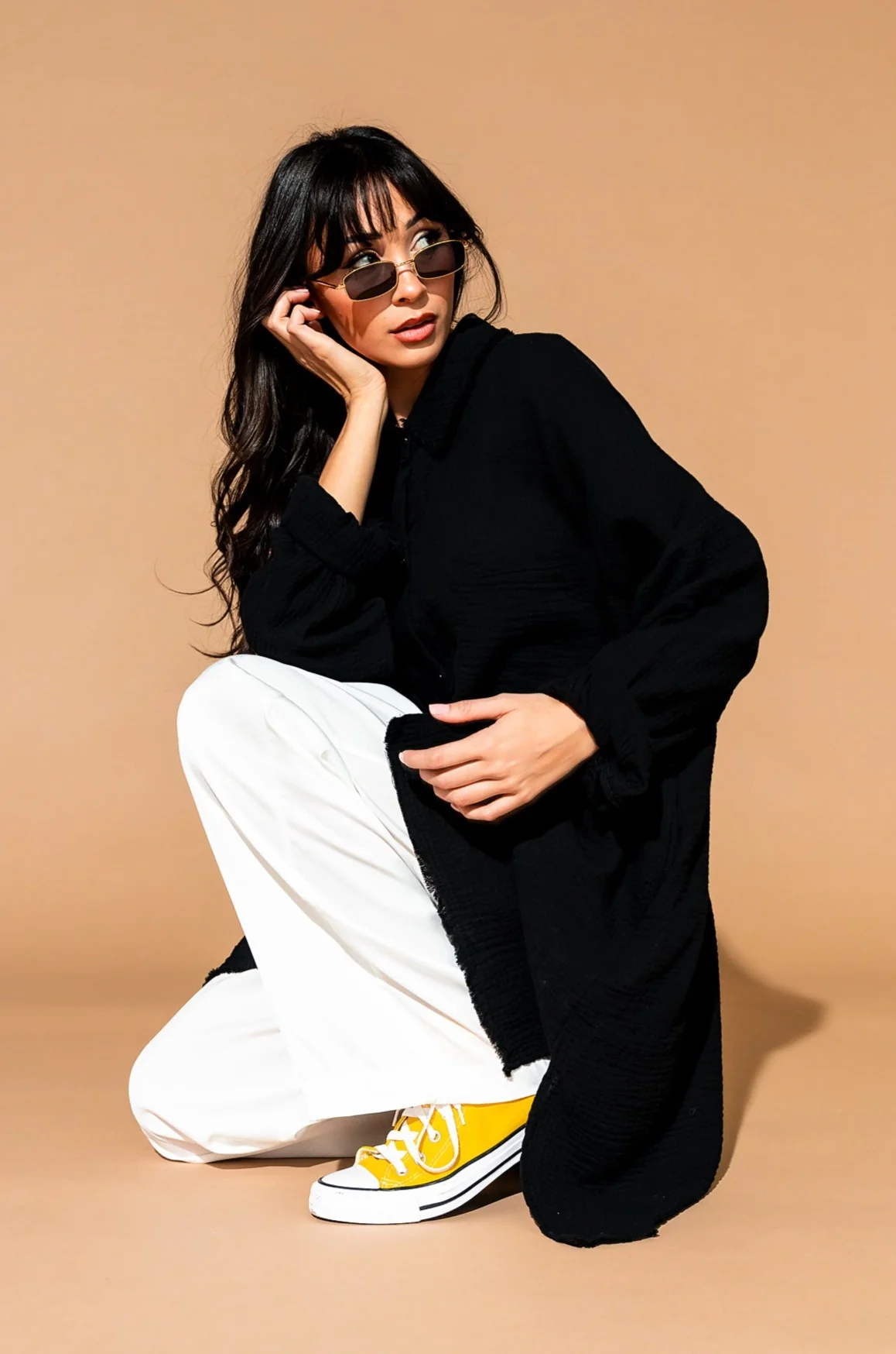 Lala Made Me Do It Oversized Button Up in Black - Image 13