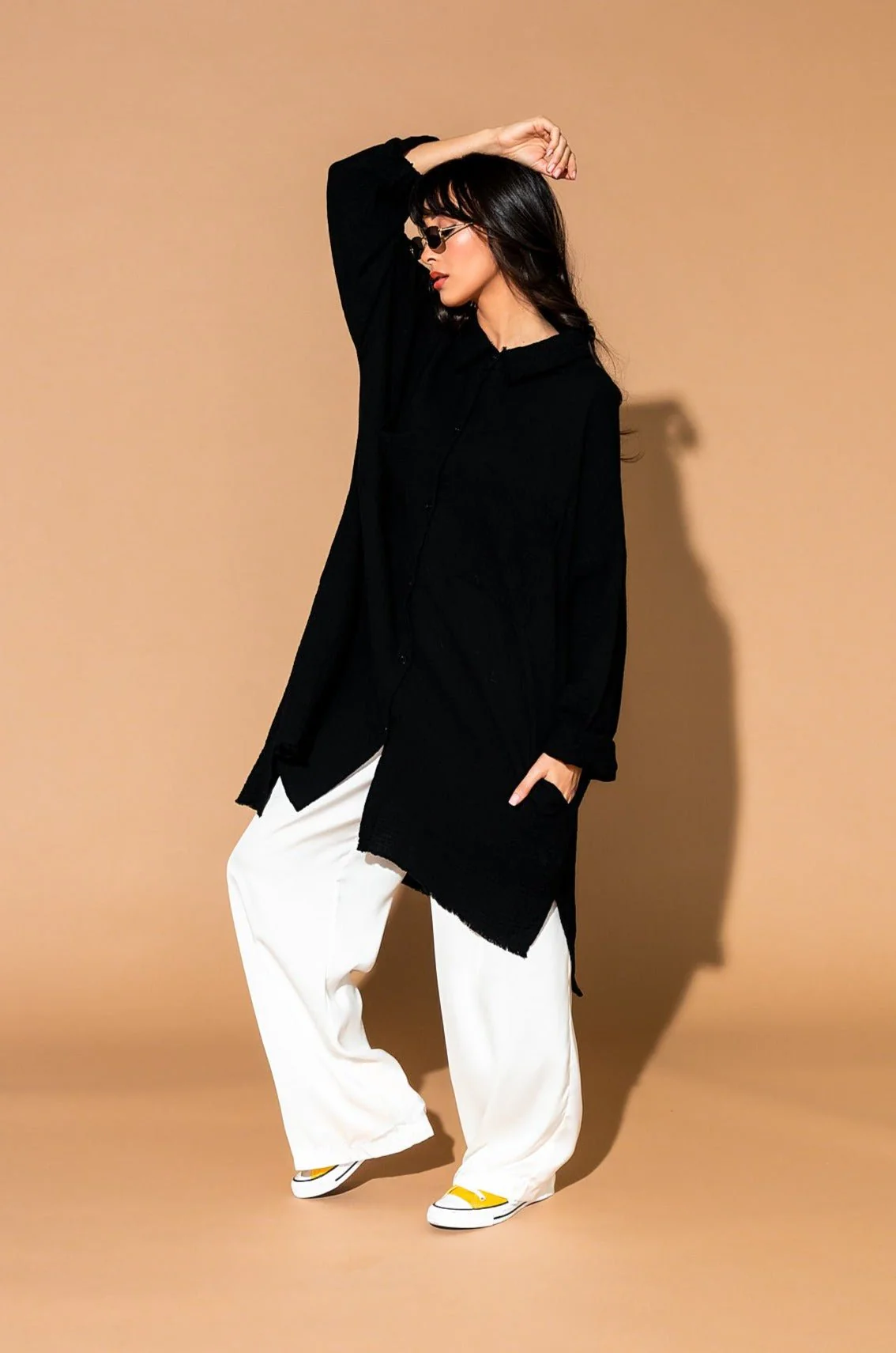 Lala Made Me Do It Oversized Button Up in Black - Image 7