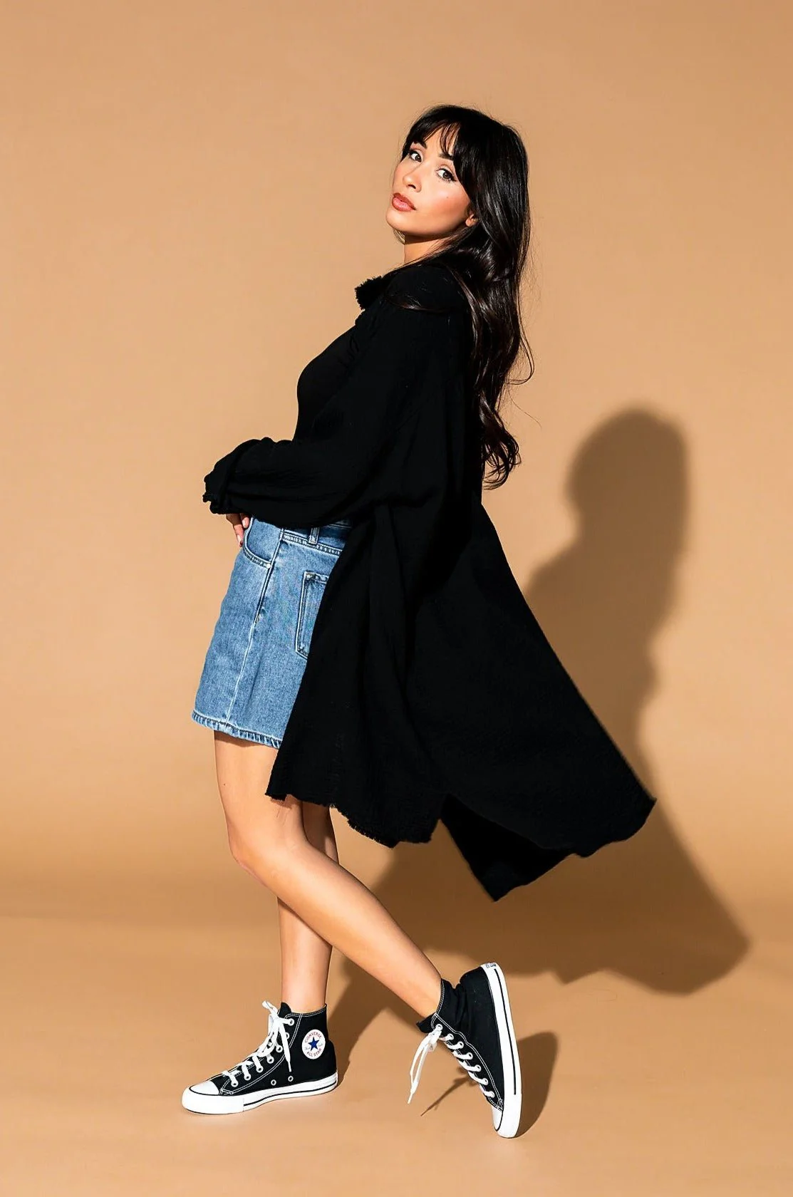 Lala Made Me Do It Oversized Button Up in Black - Image 9