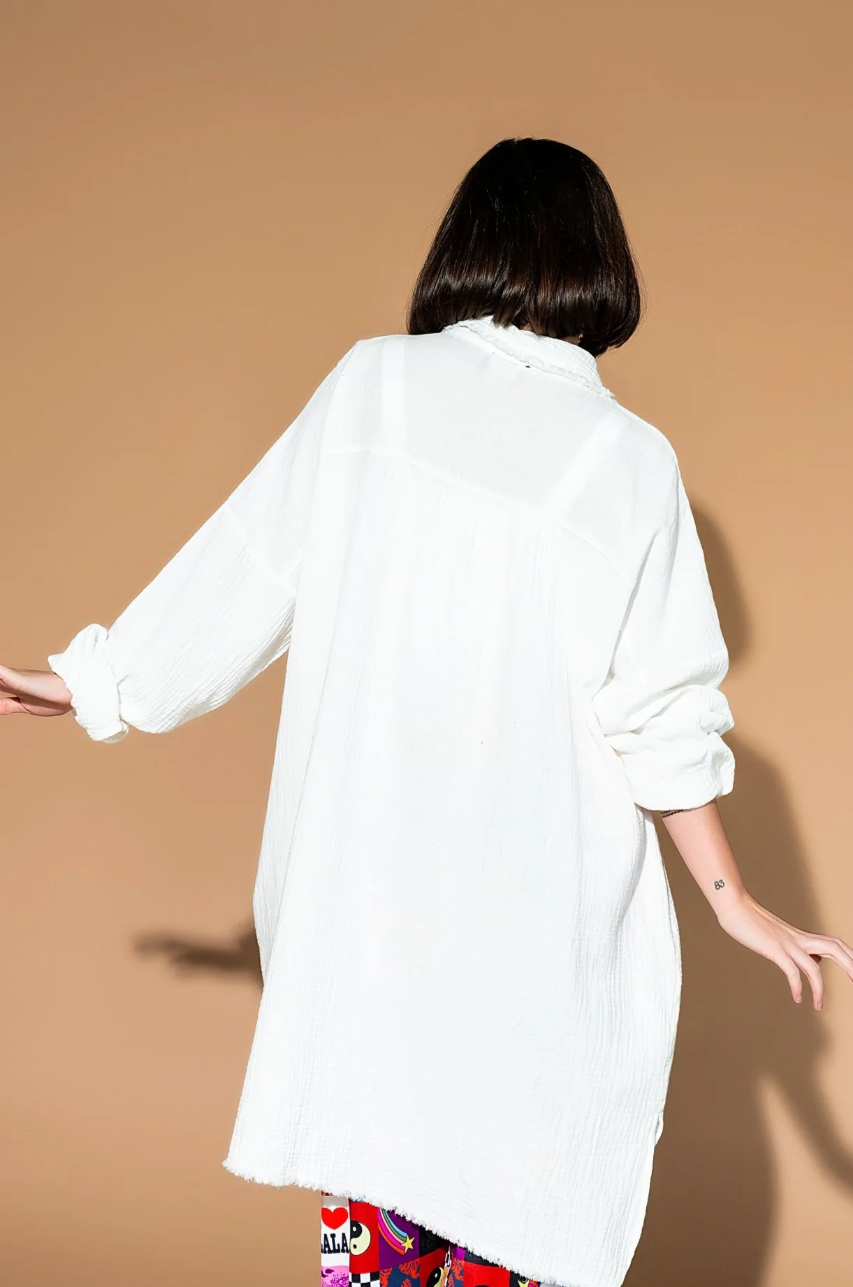 Lala Made Me Do It Oversized Button Up in White - Image 10
