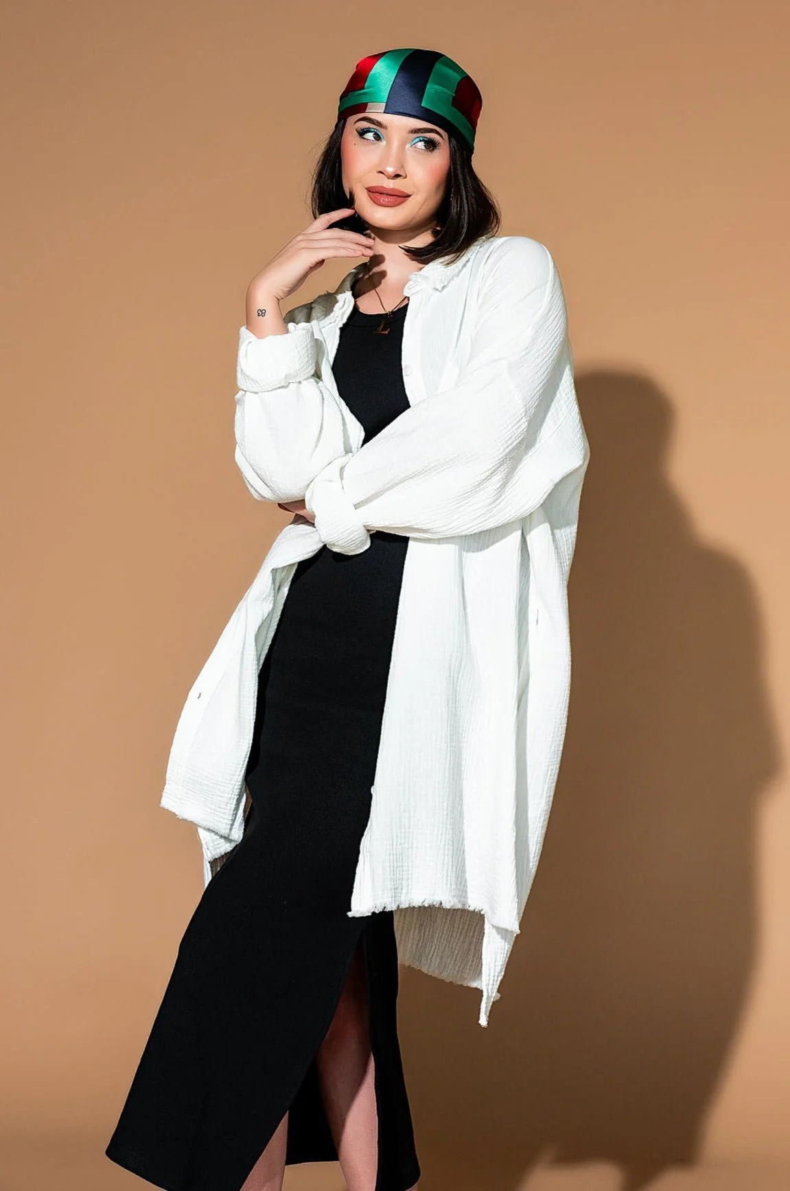 Lala Made Me Do It Oversized Button Up in White - Image 11
