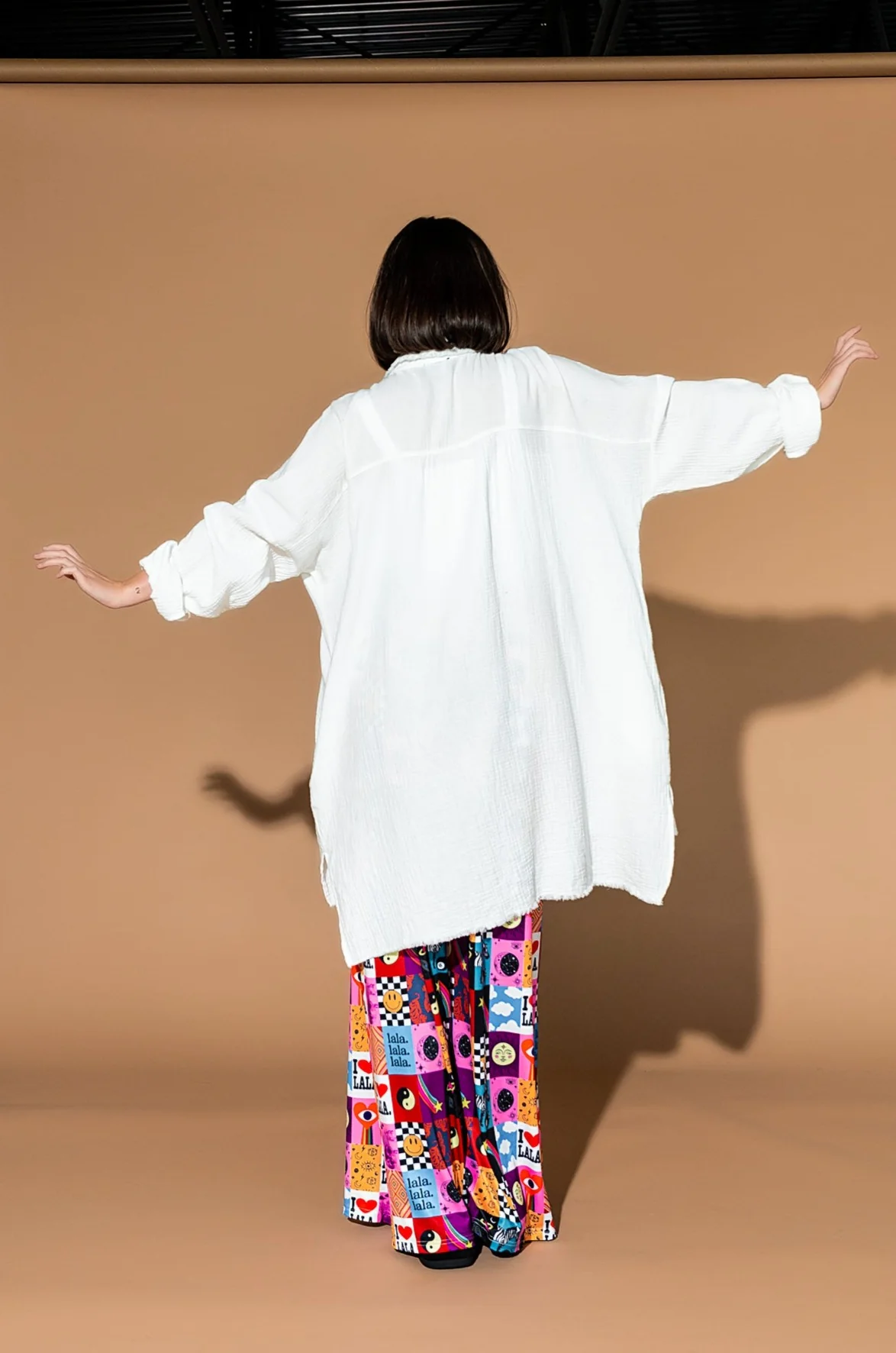 Lala Made Me Do It Oversized Button Up in White - Image 13