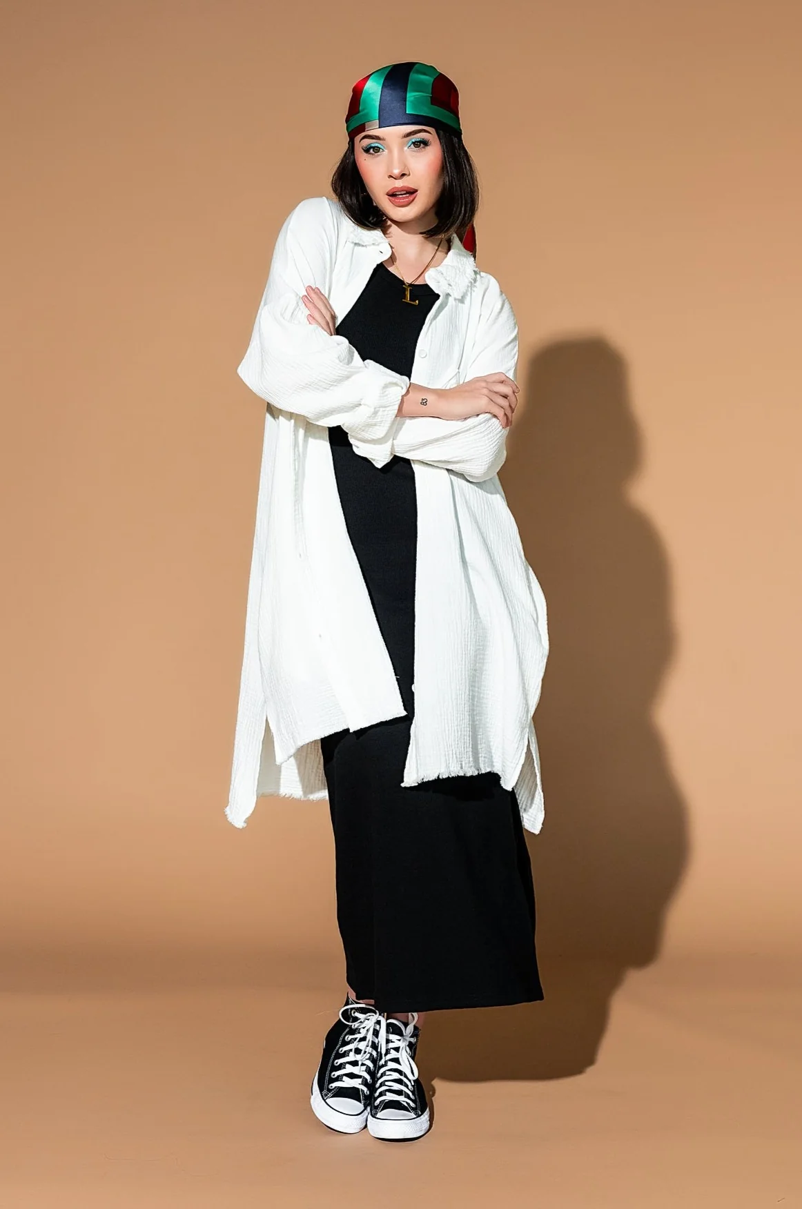 Lala Made Me Do It Oversized Button Up in White - Image 6
