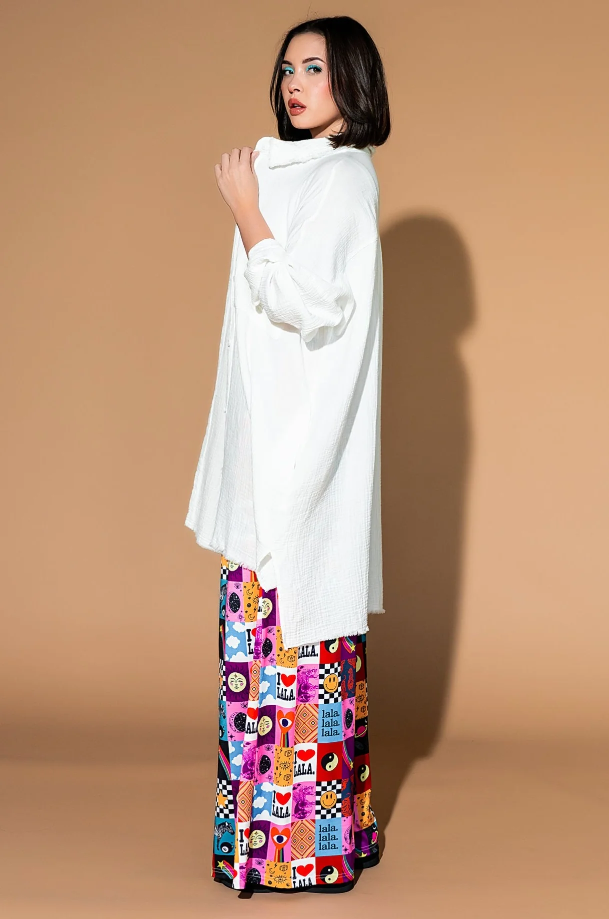 Lala Made Me Do It Oversized Button Up in White - Image 8