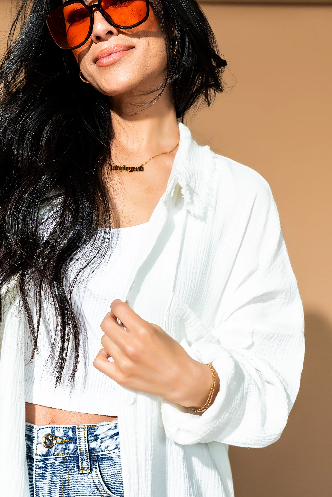 Lala Made Me Do It Oversized Button Up in White - Image 9