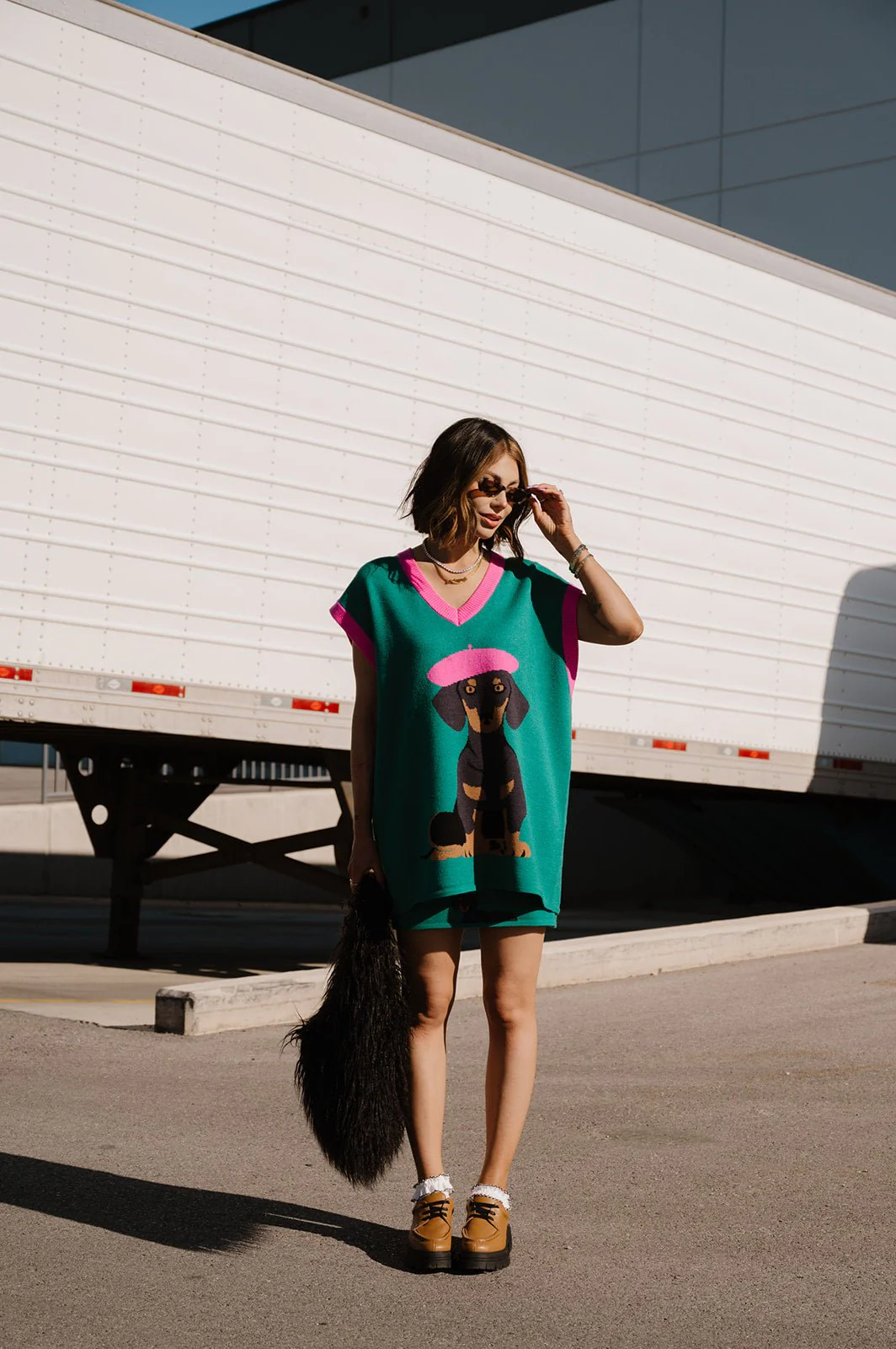Oversized Sweater Vest in Walter the Wiener Dog - Image 10