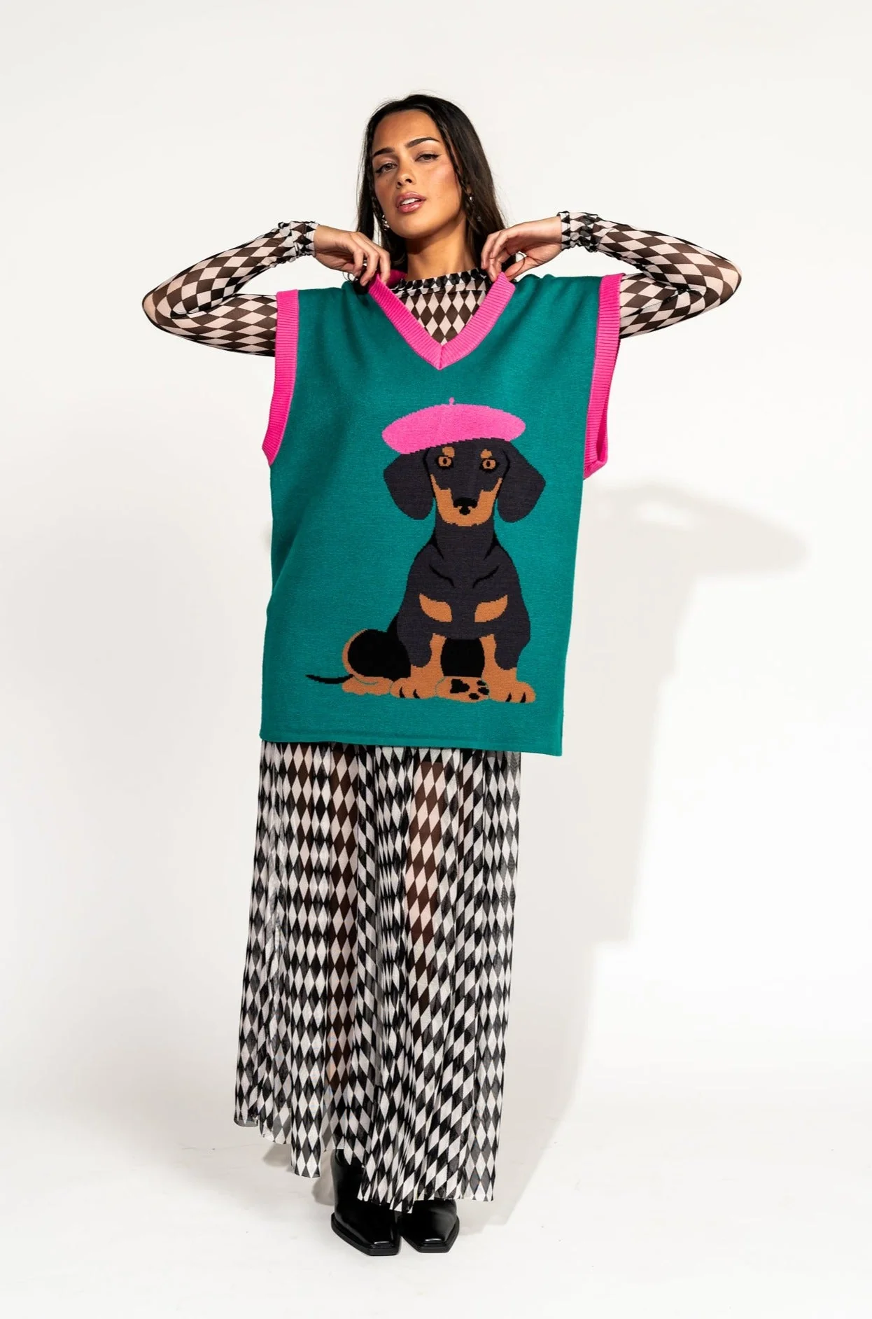 Oversized Sweater Vest in Walter the Wiener Dog - Image 12