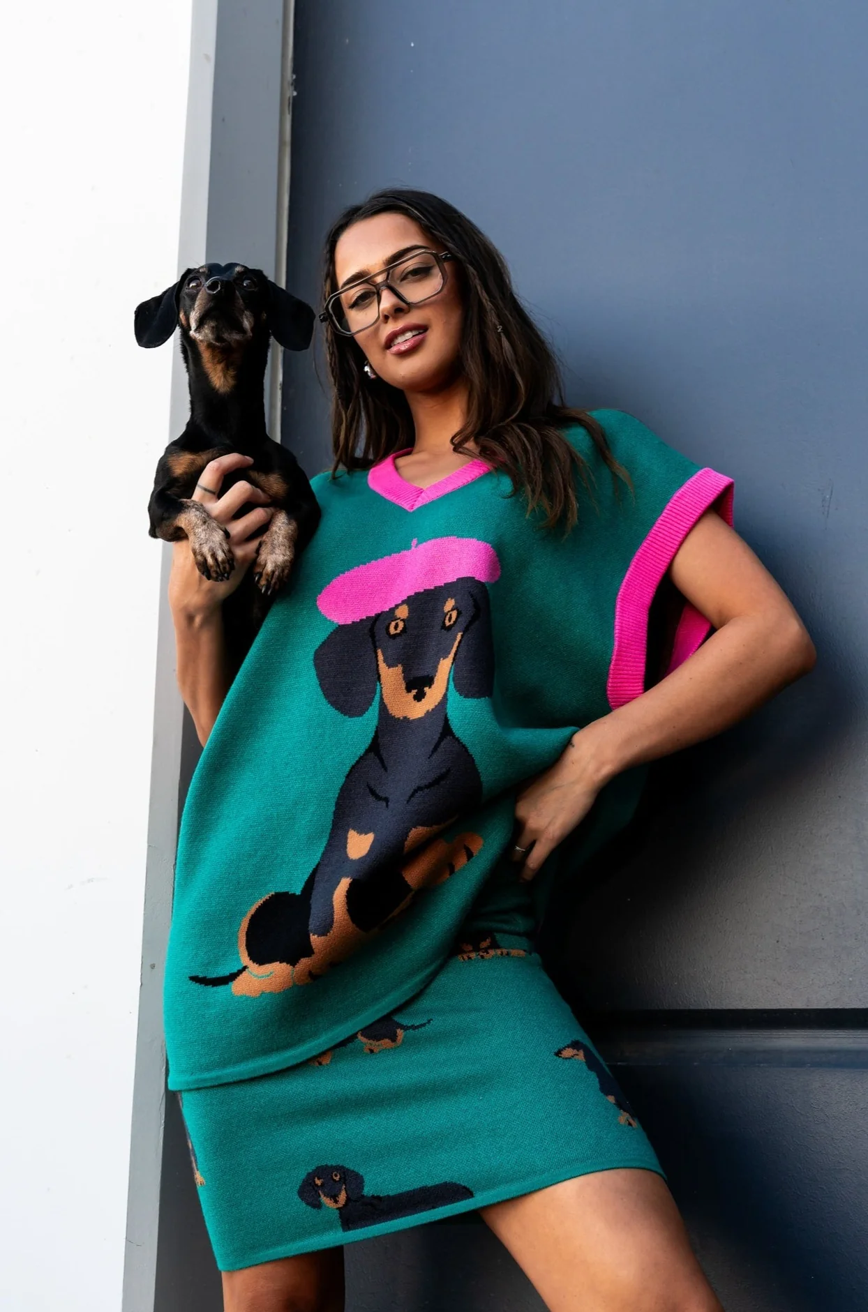 Oversized Sweater Vest in Walter the Wiener Dog - Image 3