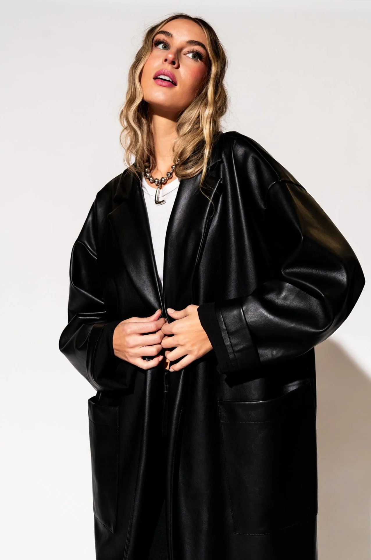 Scorpio Coat in Buttery Soft Vegan Leather - Image 7