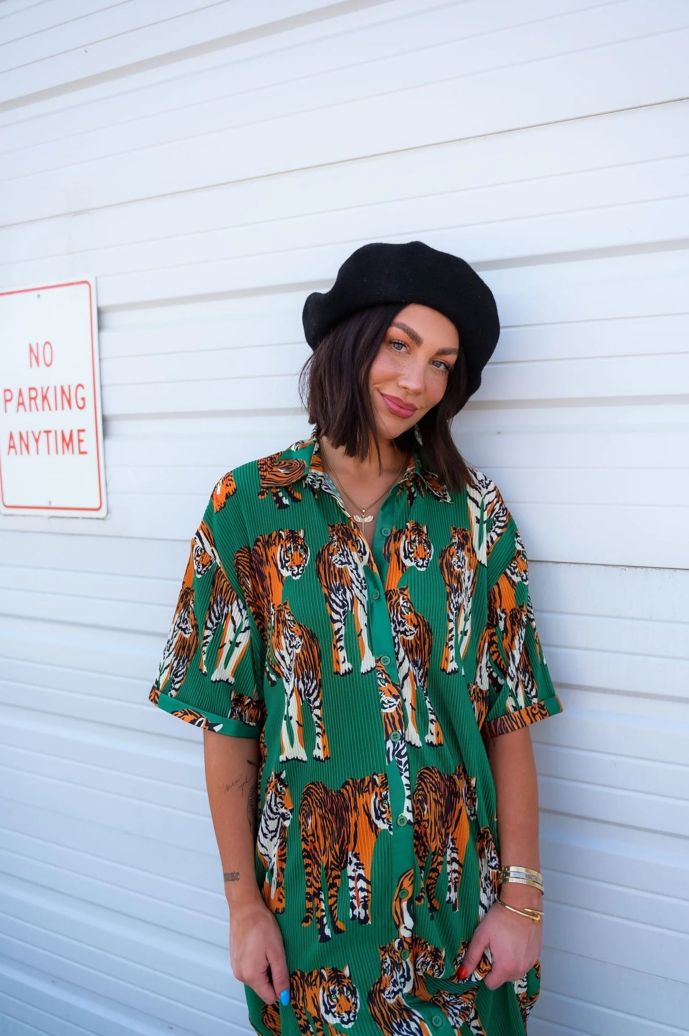 So Far So Good Oversized Plissé Dress in Tiger Tales *RESTOCKED* - Image 10