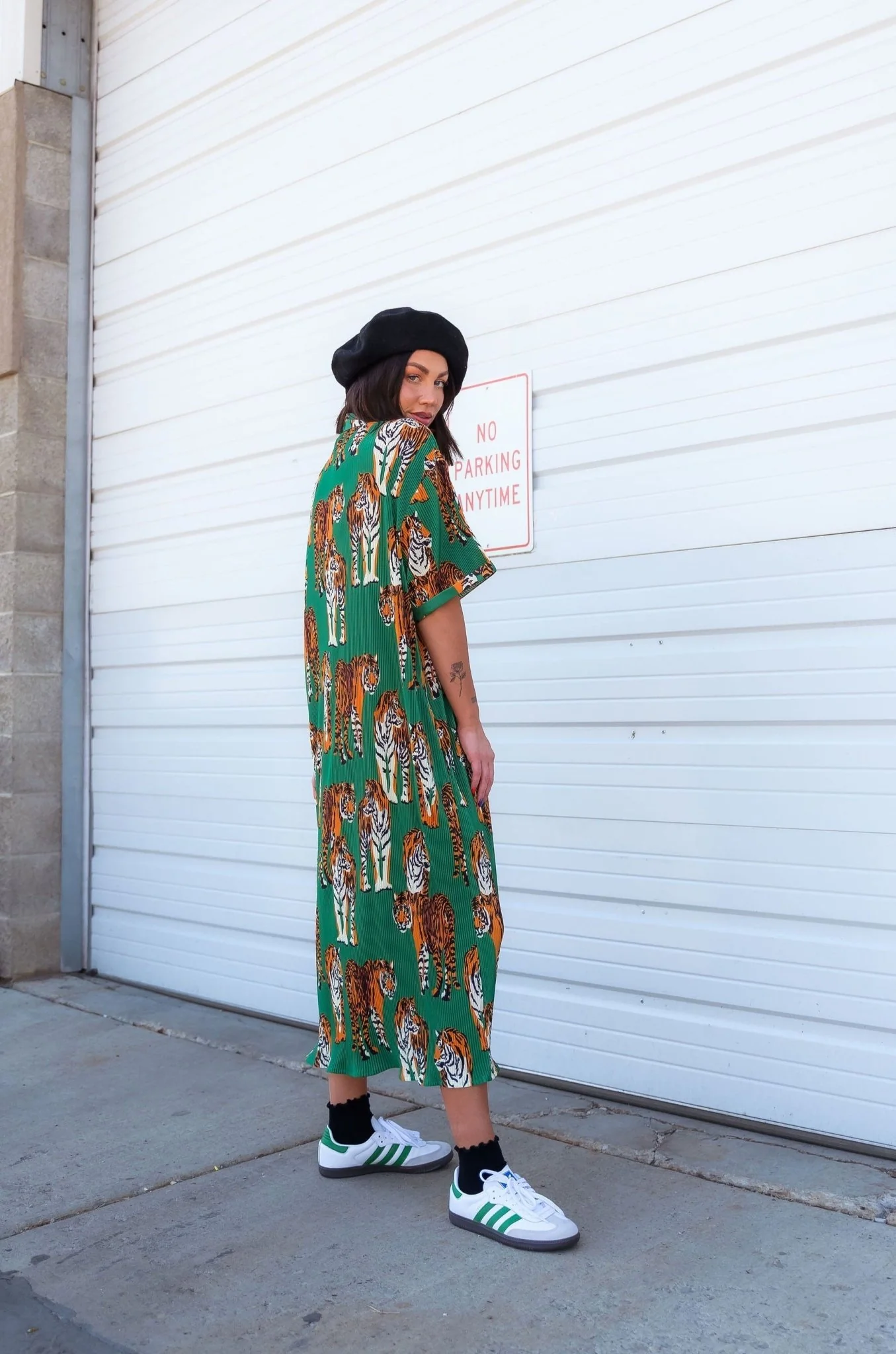So Far So Good Oversized Plissé Dress in Tiger Tales *RESTOCKED* - Image 4