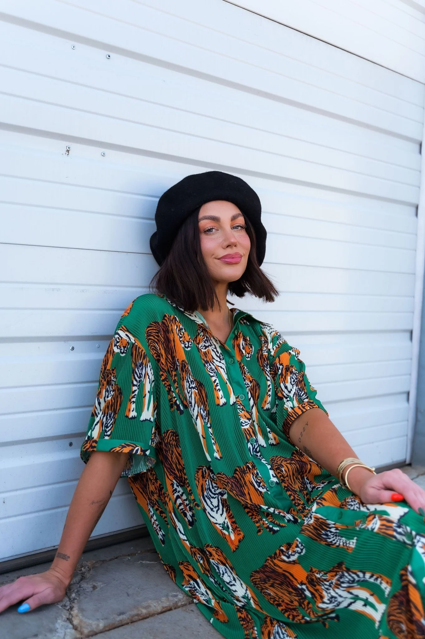 So Far So Good Oversized Plissé Dress in Tiger Tales *RESTOCKED* - Image 5