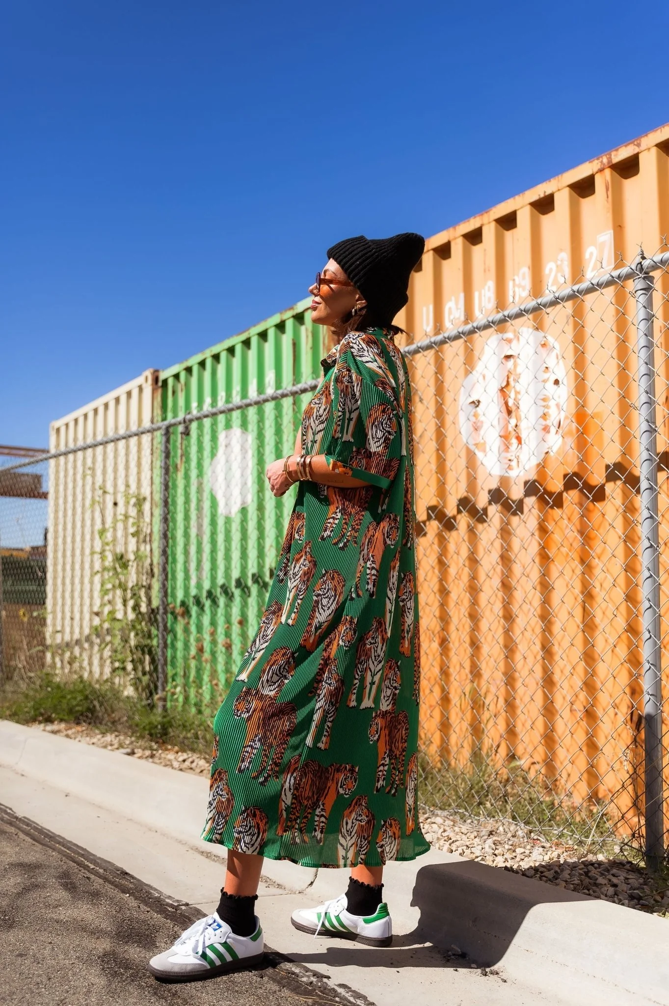 So Far So Good Oversized Plissé Dress in Tiger Tales *RESTOCKED* - Image 6