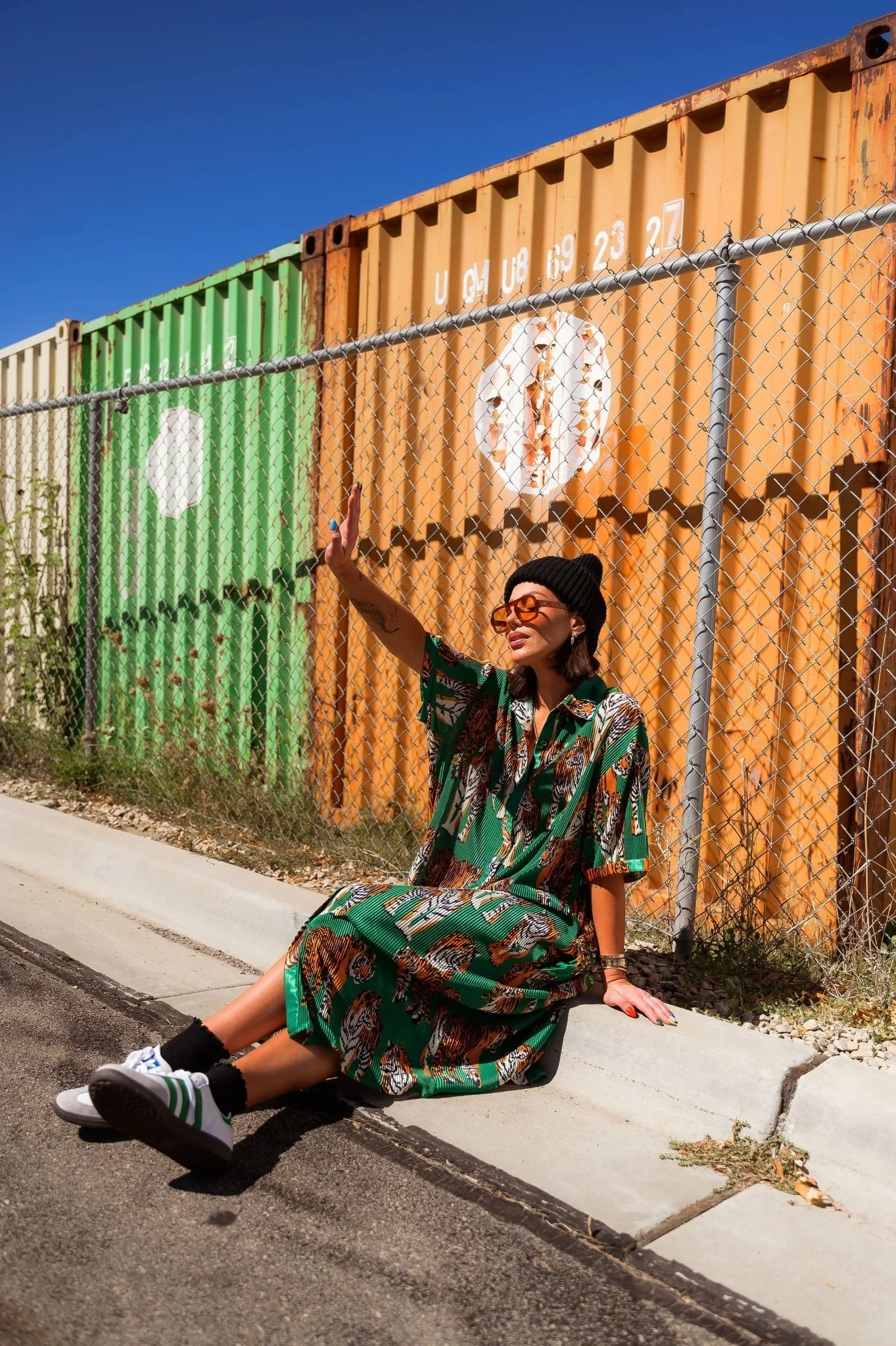 So Far So Good Oversized Plissé Dress in Tiger Tales *RESTOCKED* - Image 7