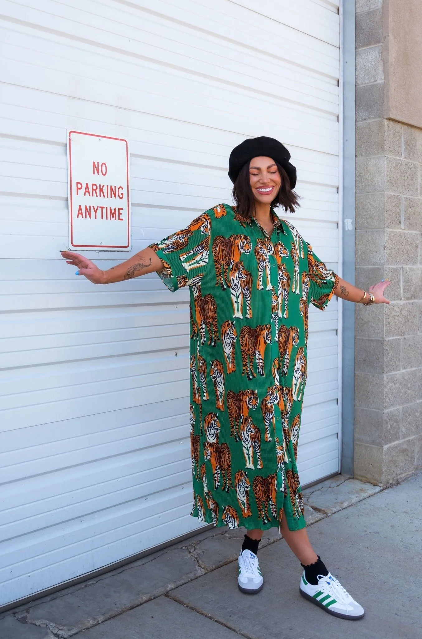 So Far So Good Oversized Plissé Dress in Tiger Tales *RESTOCKED* - Image 8