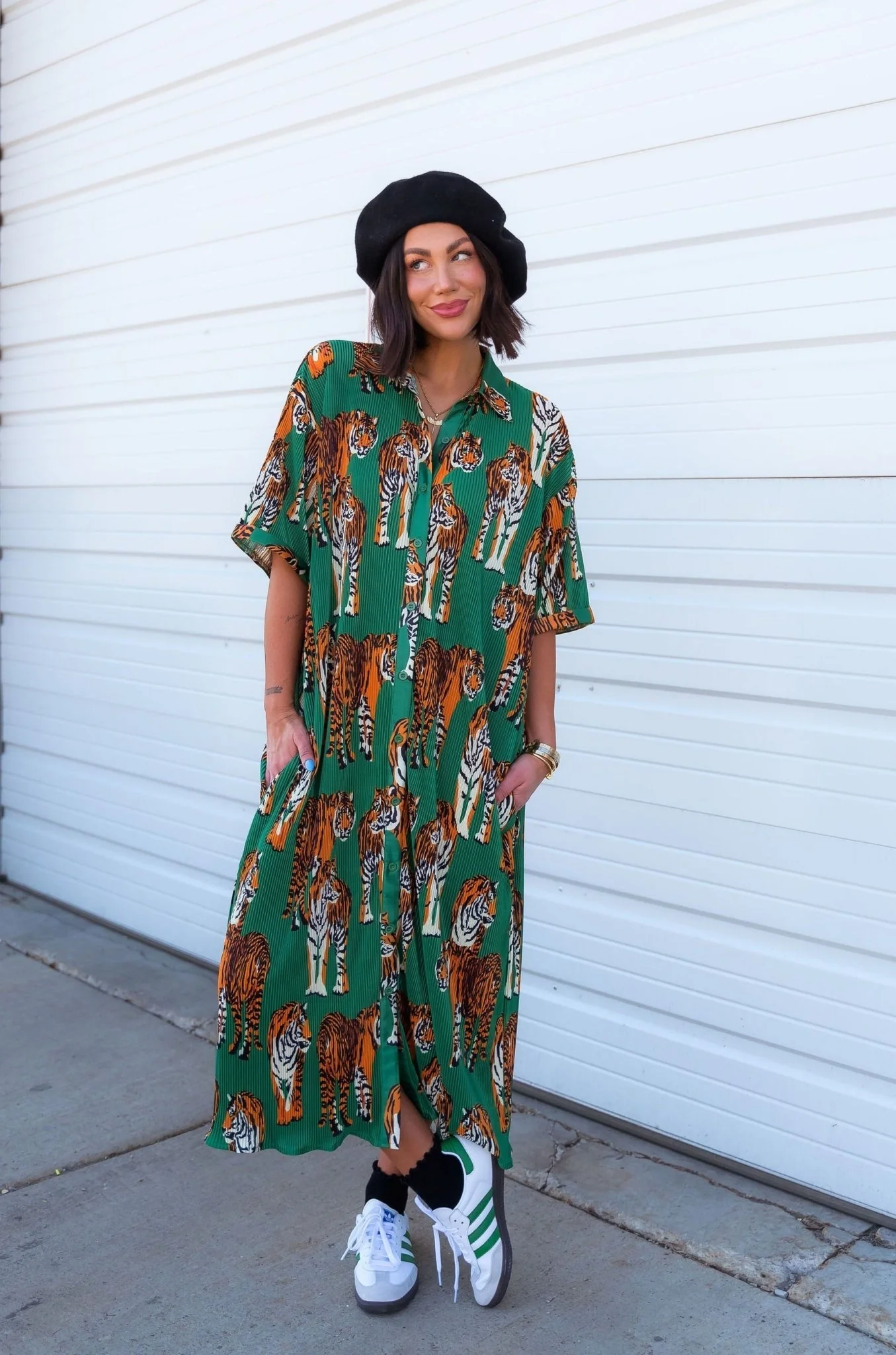 So Far So Good Oversized Plissé Dress in Tiger Tales *RESTOCKED* - Image 9