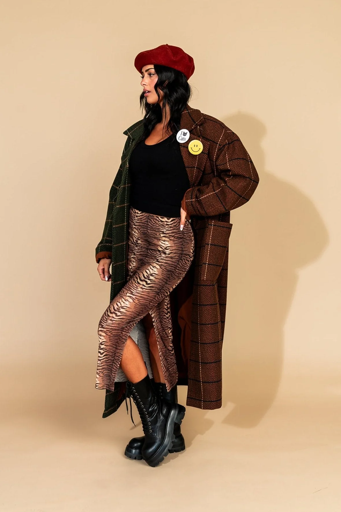 Libra Longline Half + Half Coat in OG Plaid - Image 3