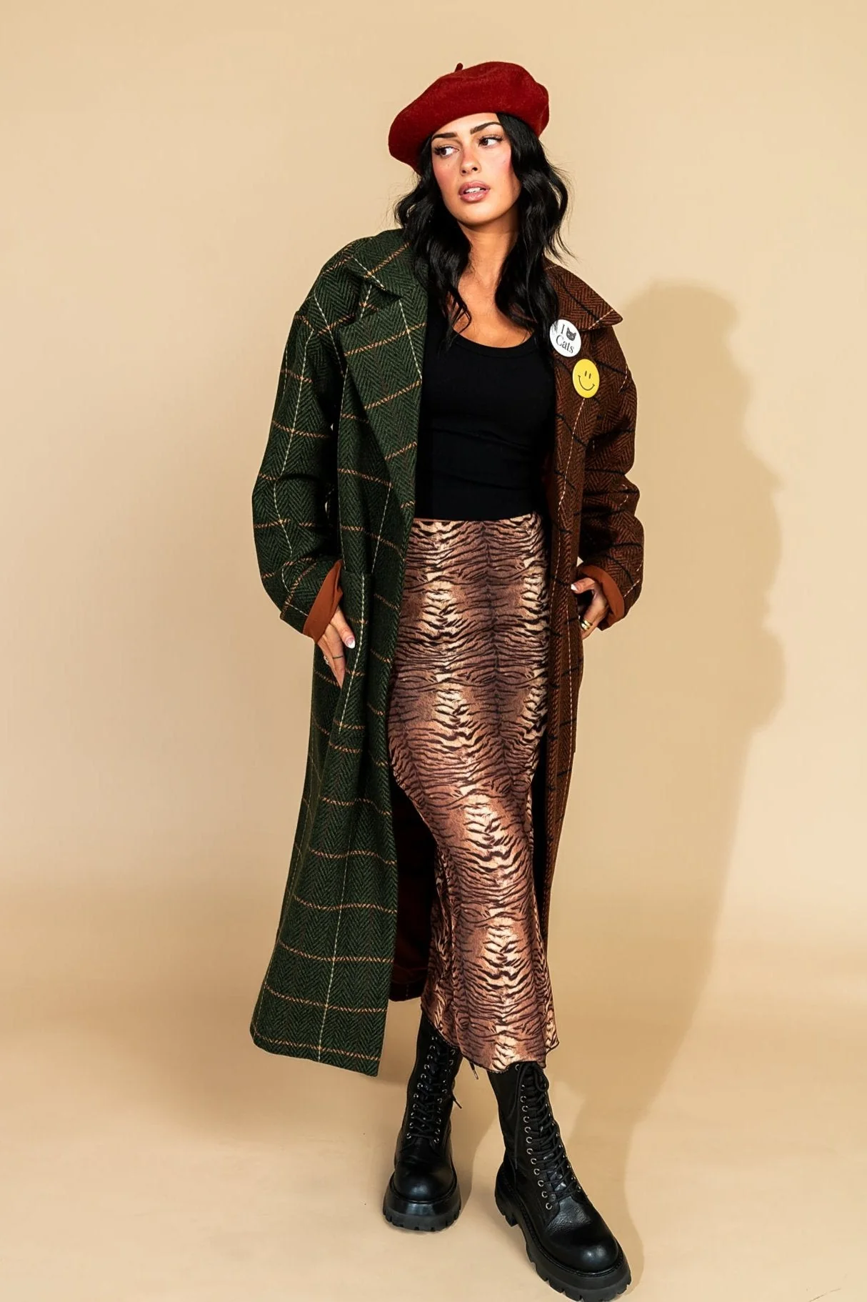 Libra Longline Half + Half Coat in OG Plaid - Image 5
