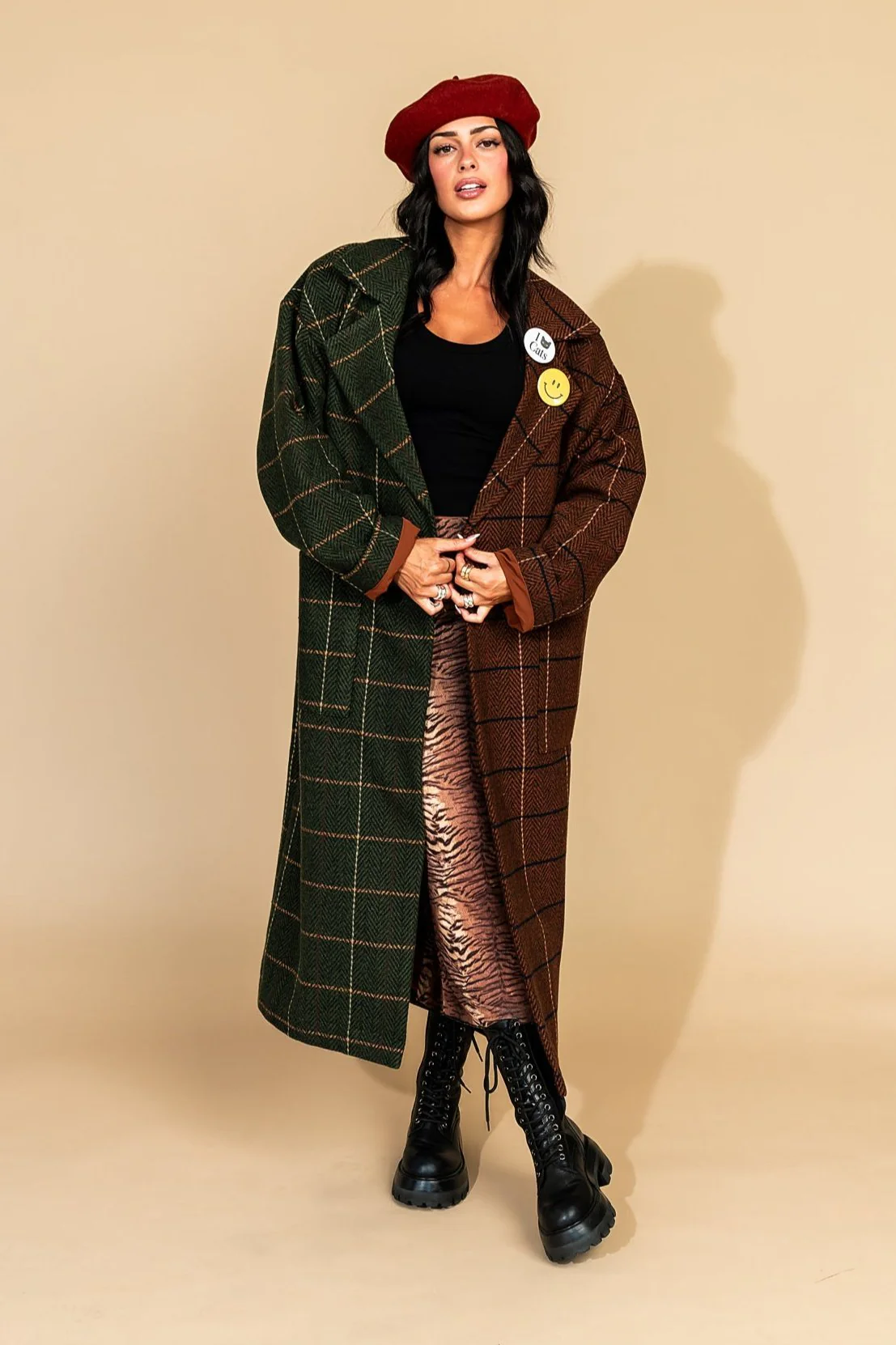 Libra Longline Half + Half Coat in OG Plaid - Image 9