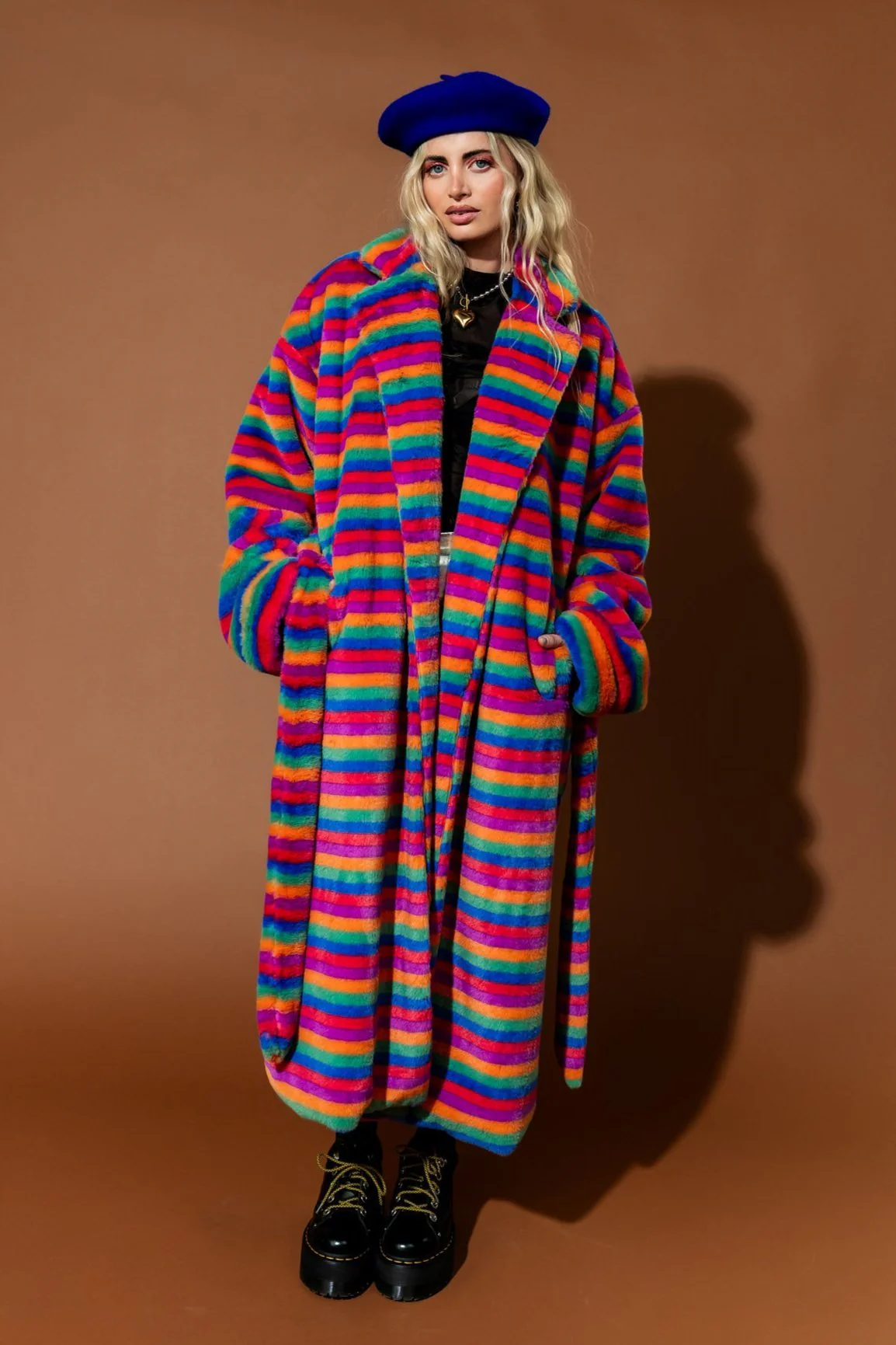 Rainbow Runaway Faux Fur Longline Coat - Image 12