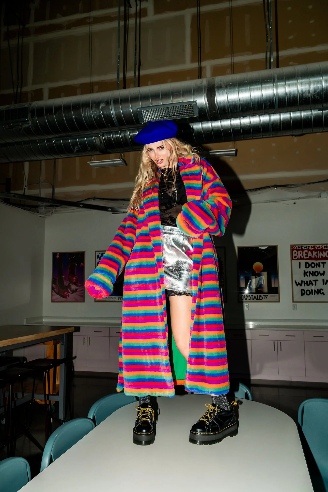 Rainbow Runaway Faux Fur Longline Coat - Image 13