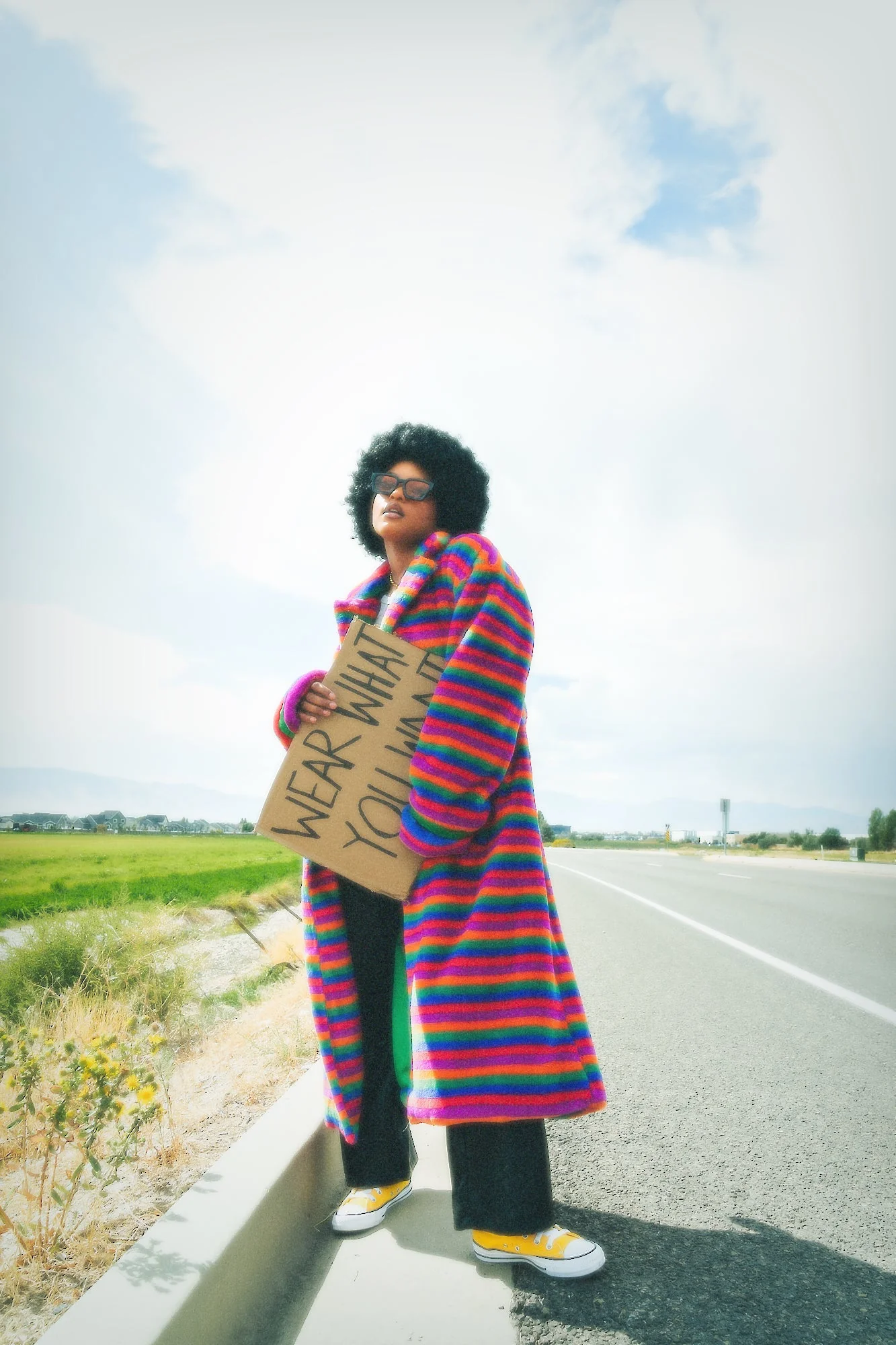Rainbow Runaway Faux Fur Longline Coat - Image 14