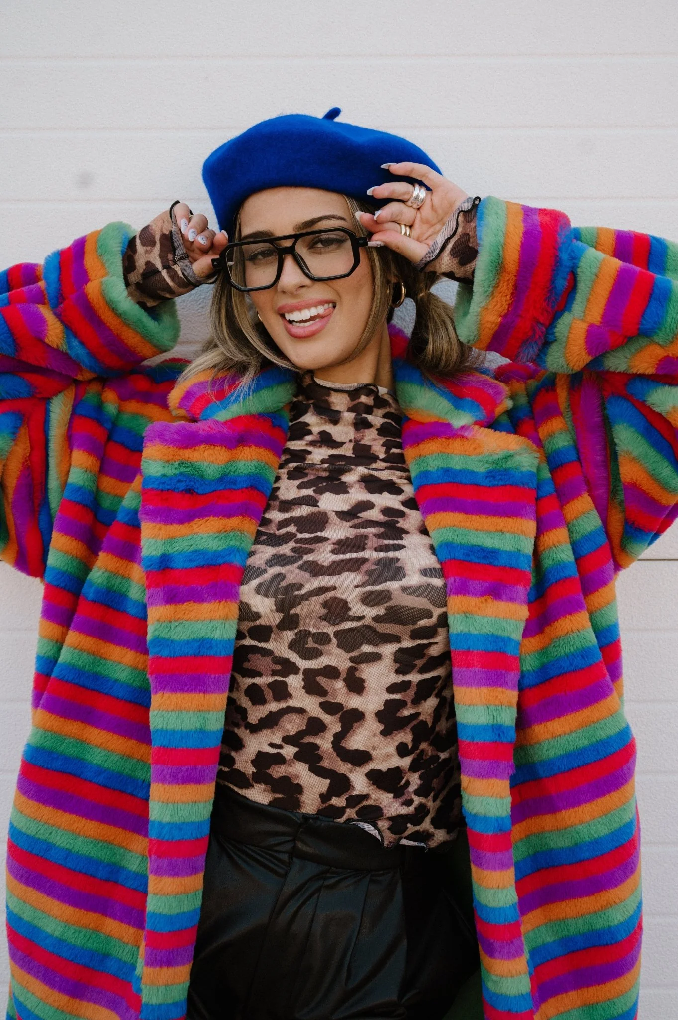 Rainbow Runaway Faux Fur Longline Coat - Image 16