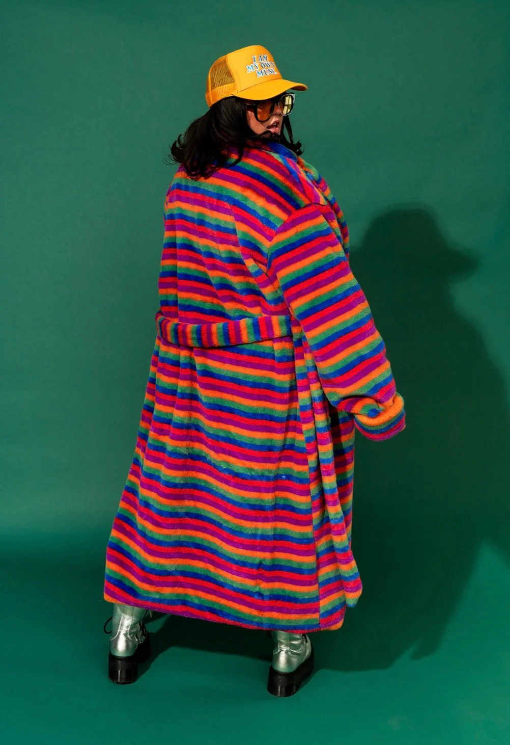 Rainbow Runaway Faux Fur Longline Coat - Image 17