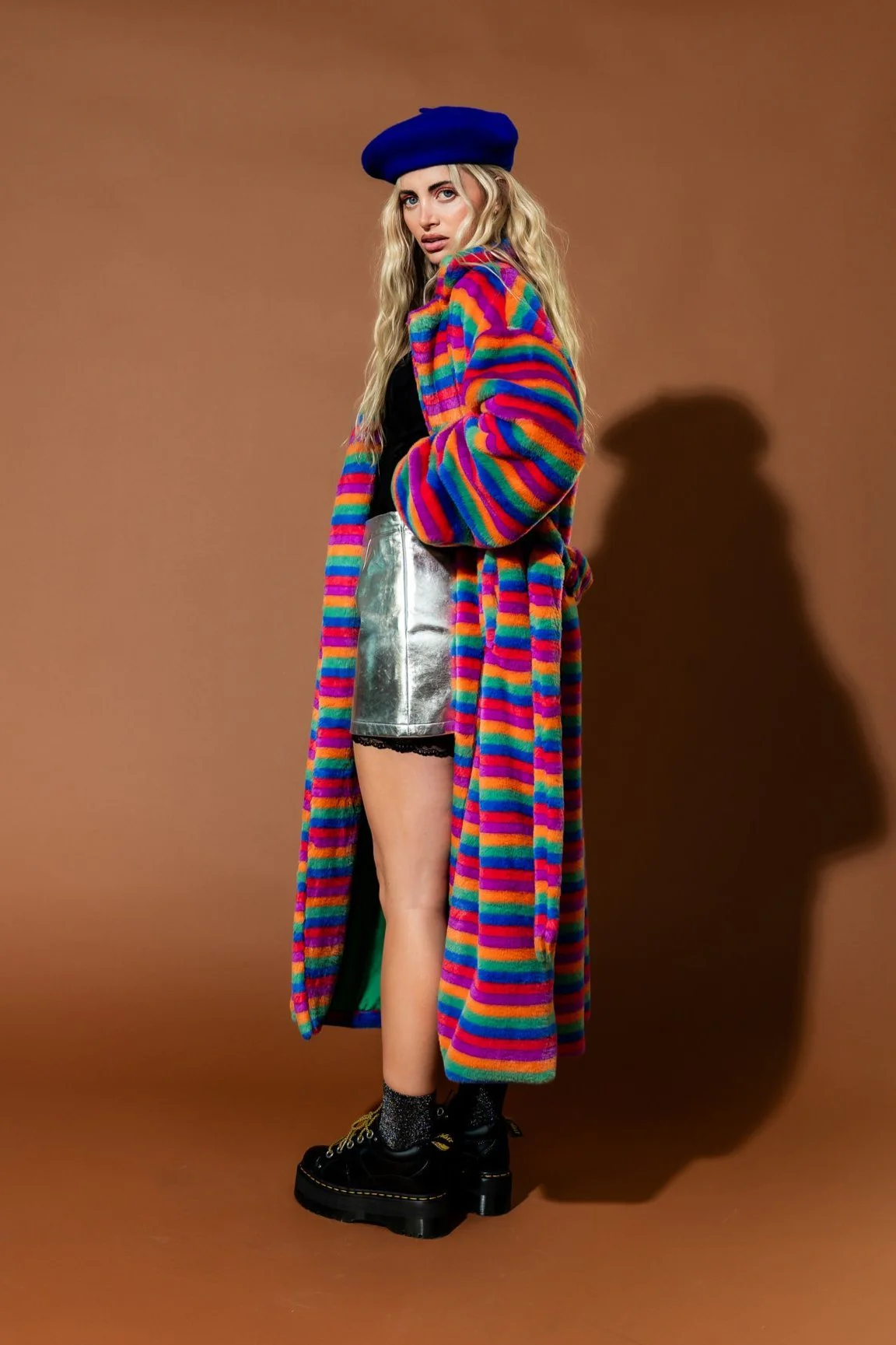 Rainbow Runaway Faux Fur Longline Coat - Image 19