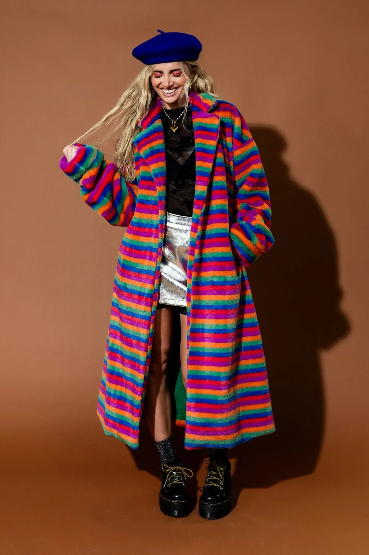 Rainbow Runaway Faux Fur Longline Coat - Image 20