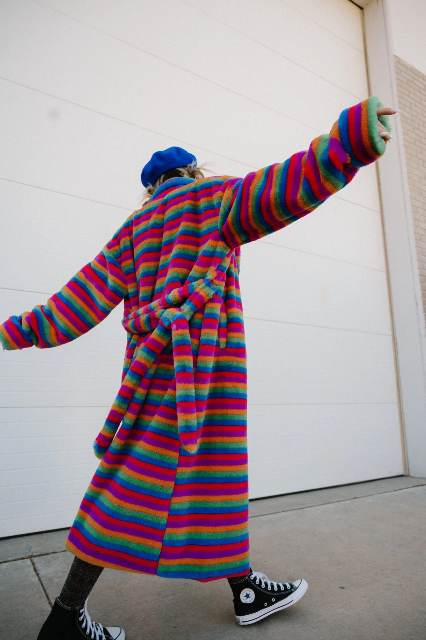 Rainbow Runaway Faux Fur Longline Coat - Image 4