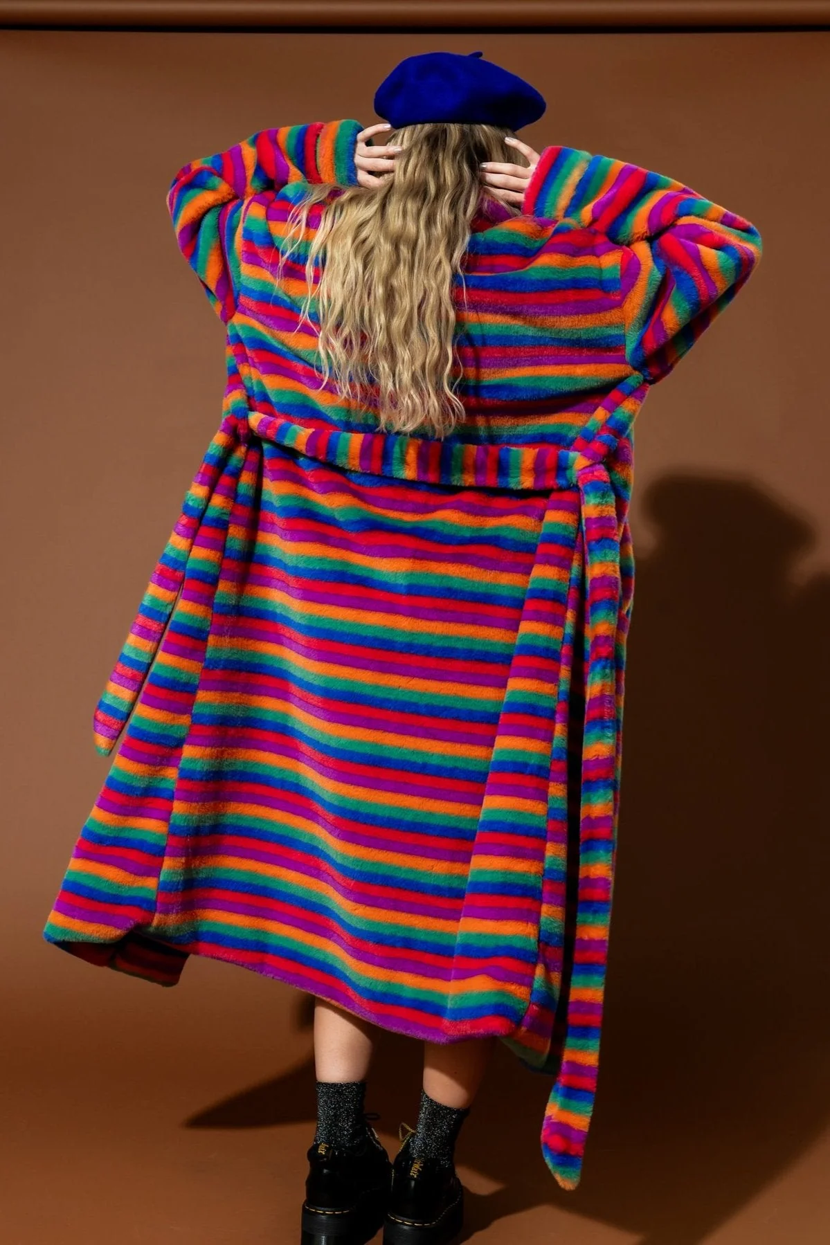 Rainbow Runaway Faux Fur Longline Coat - Image 6