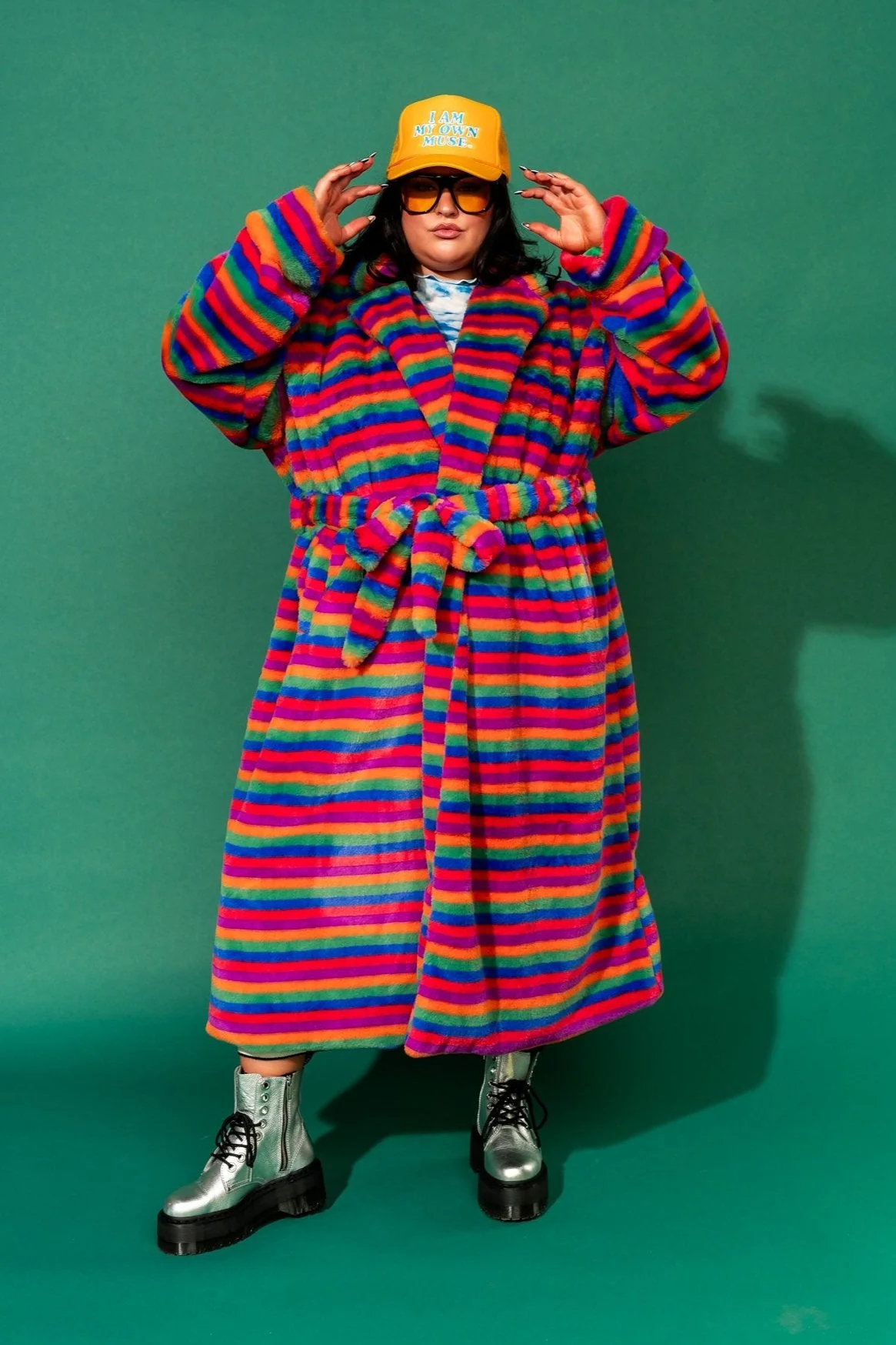 Rainbow Runaway Faux Fur Longline Coat - Image 7