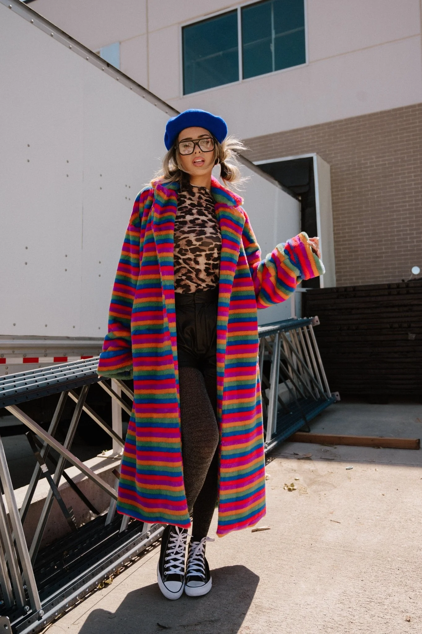 Rainbow Runaway Faux Fur Longline Coat - Image 8