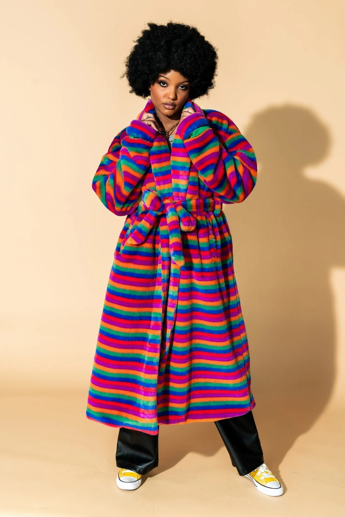 Rainbow Runaway Faux Fur Longline Coat - Image 9